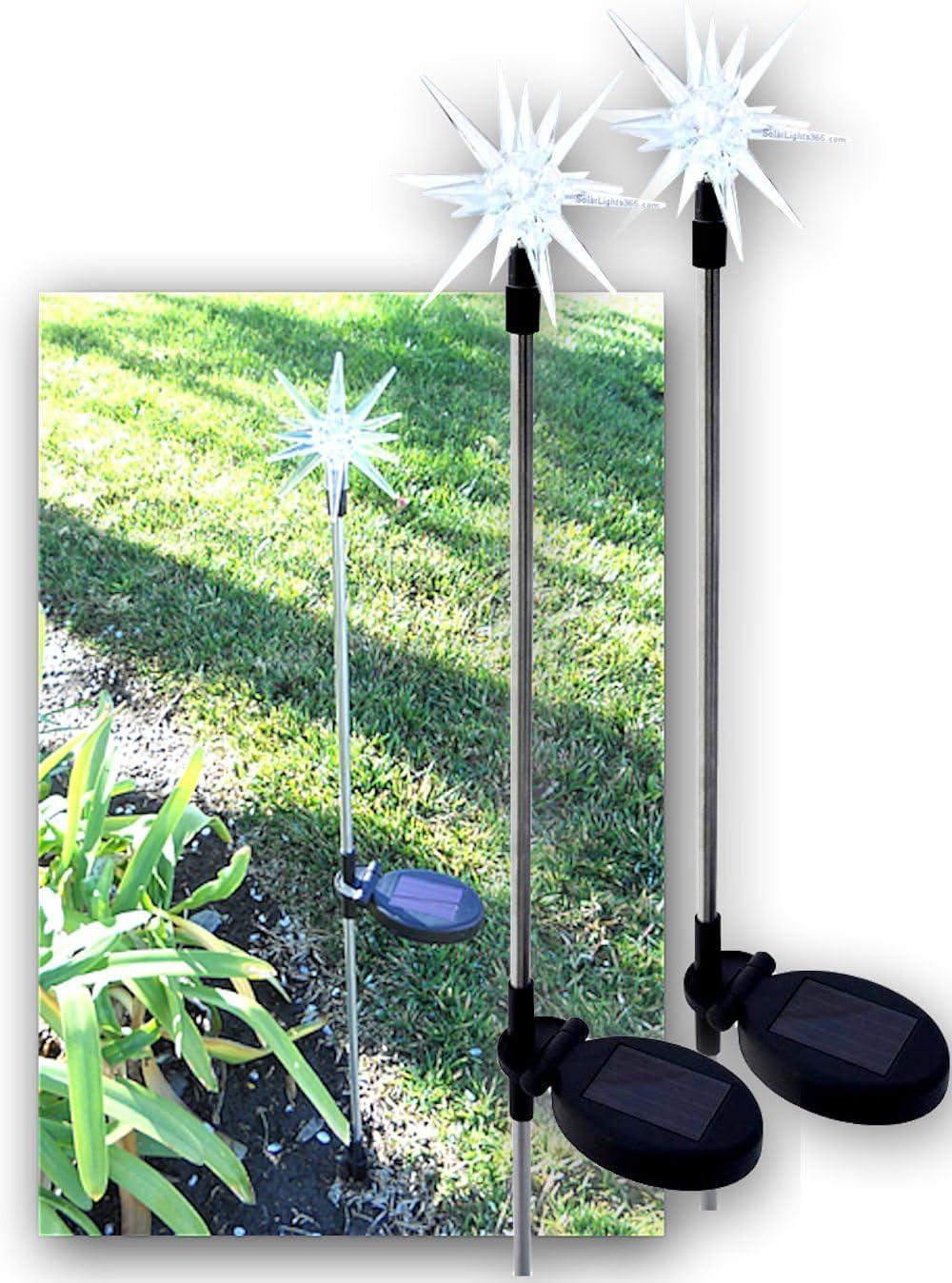 Solar-Powered Stainless Steel Starburst LED Garden Stakes