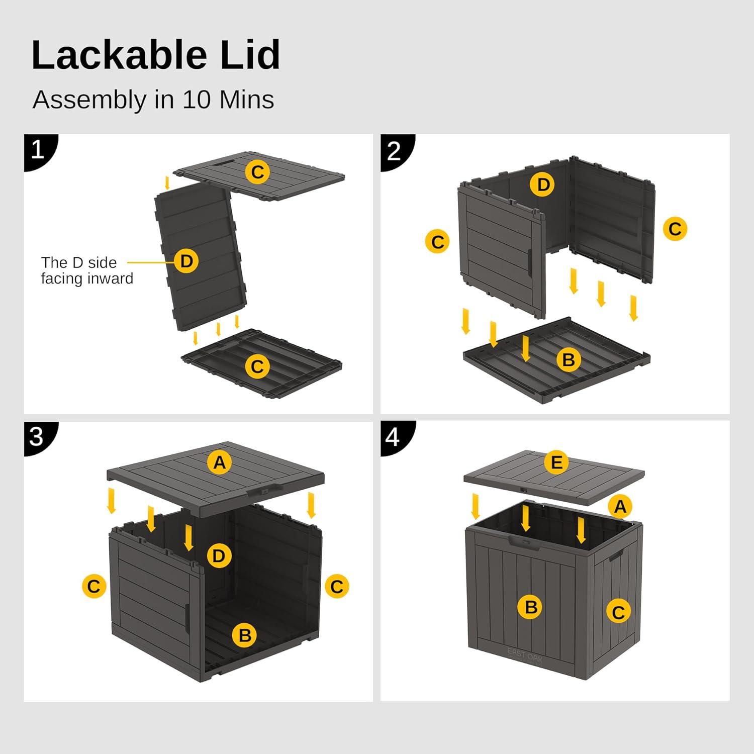 East Oak 31 Gal Selflock Resin Deck Box Deep Gray: Weather-Resistant Storage, Easy Snap Assembly, Lockable