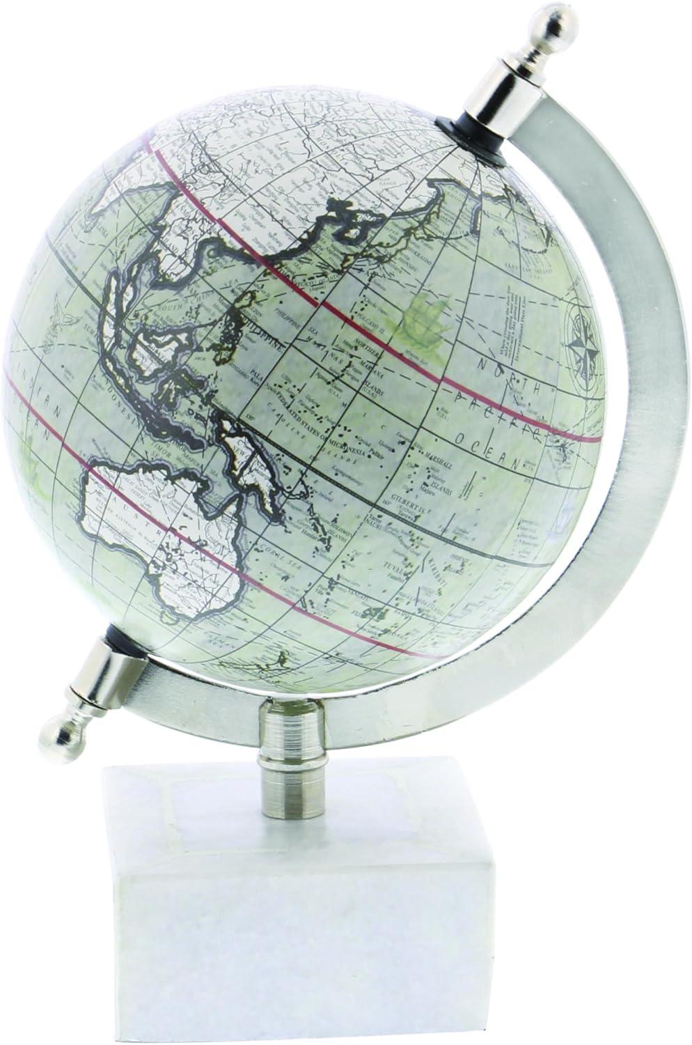 DecMode 6" White Globe with Marble Base