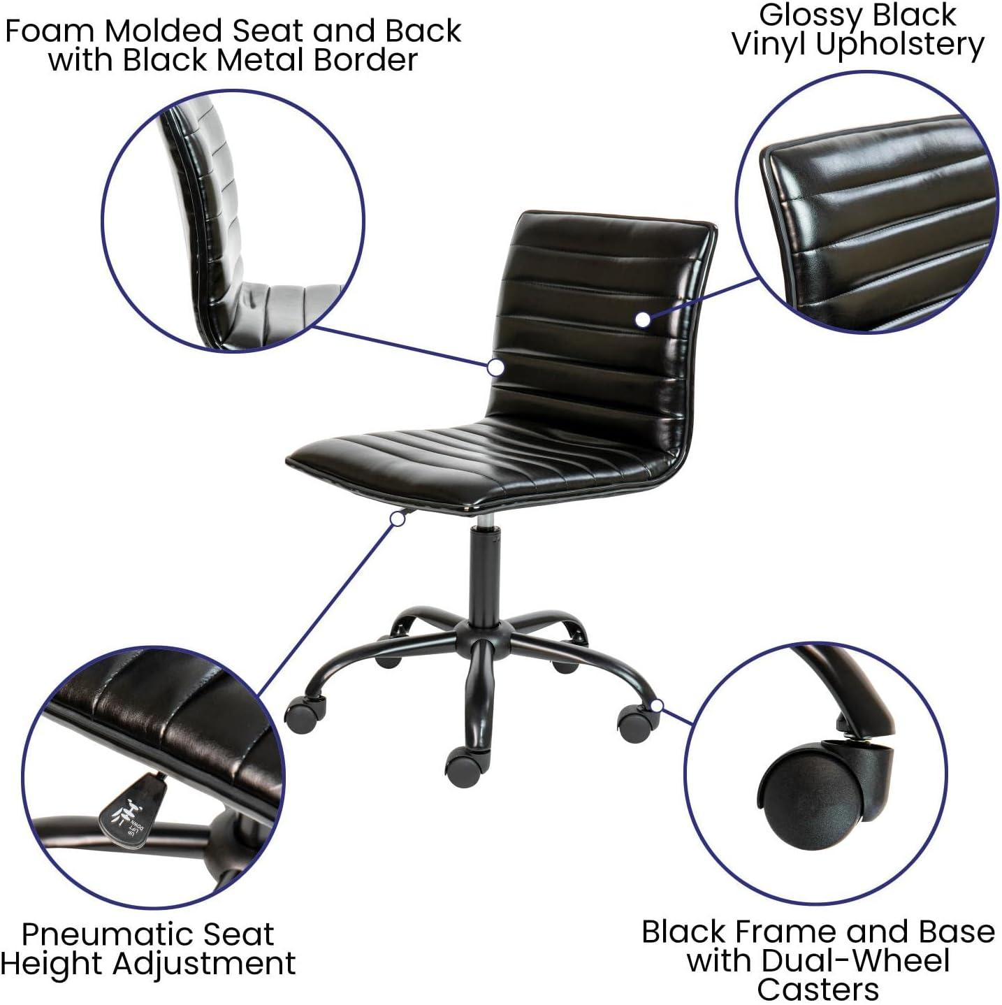 Flash Furniture Low Back Designer Armless Ribbed Swivel Task Office Chair