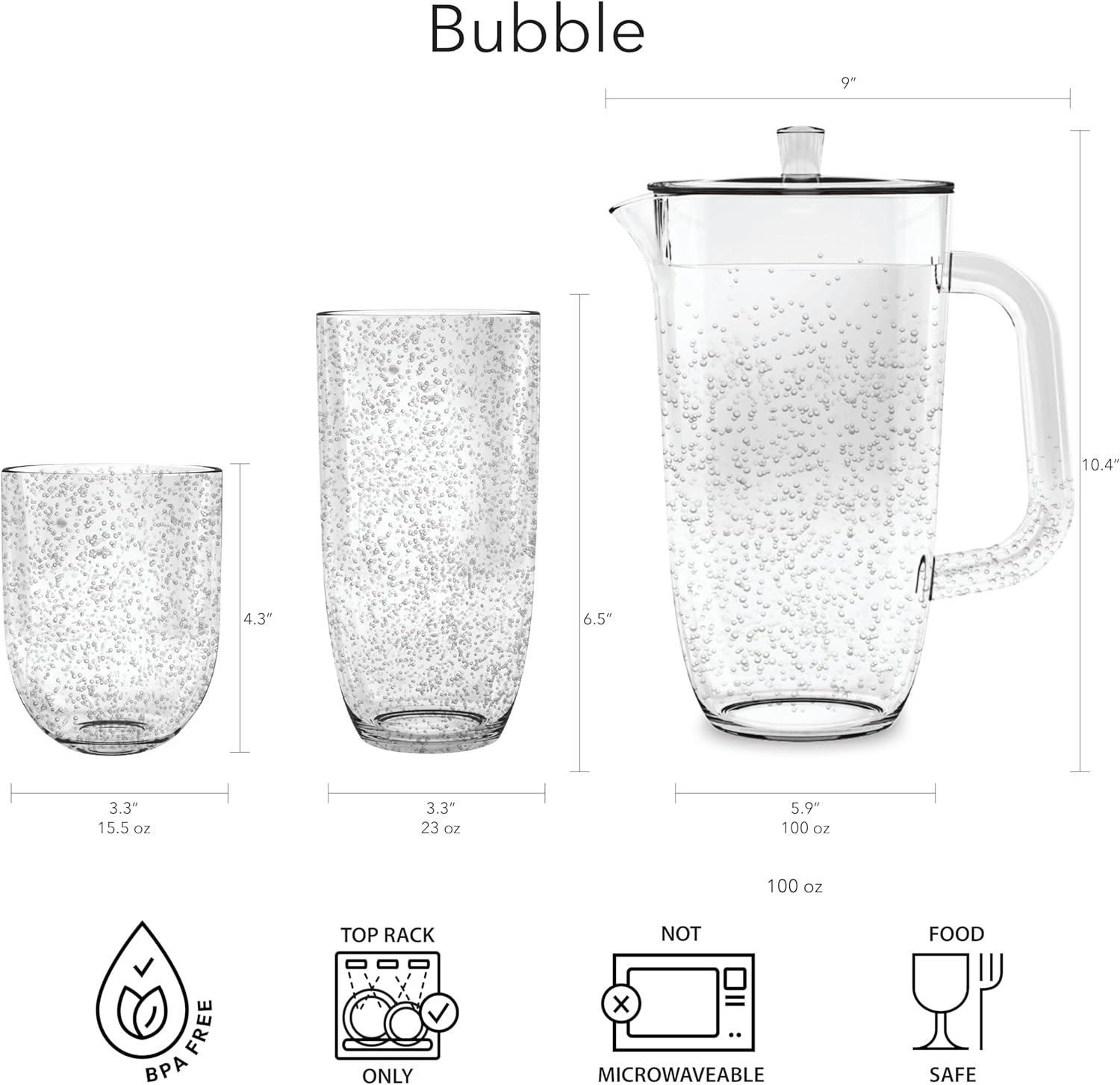 Clear 100 oz Bubble Acrylic Pitcher with Lid