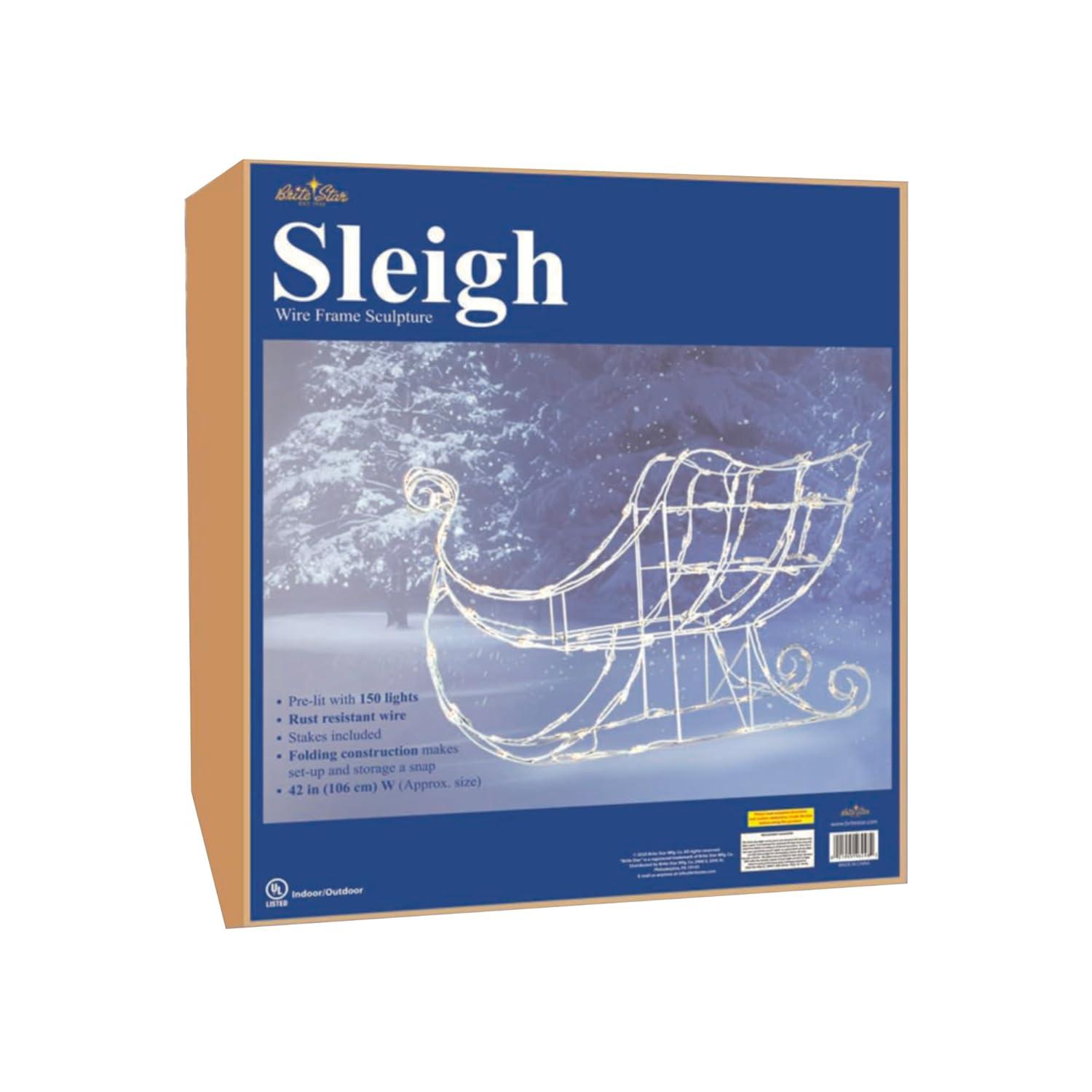 Brite Star 42 inch Width Santa Sleigh Christmas Outdoor Decorations - Light Christmas Decoration for Indoor and Outdoor