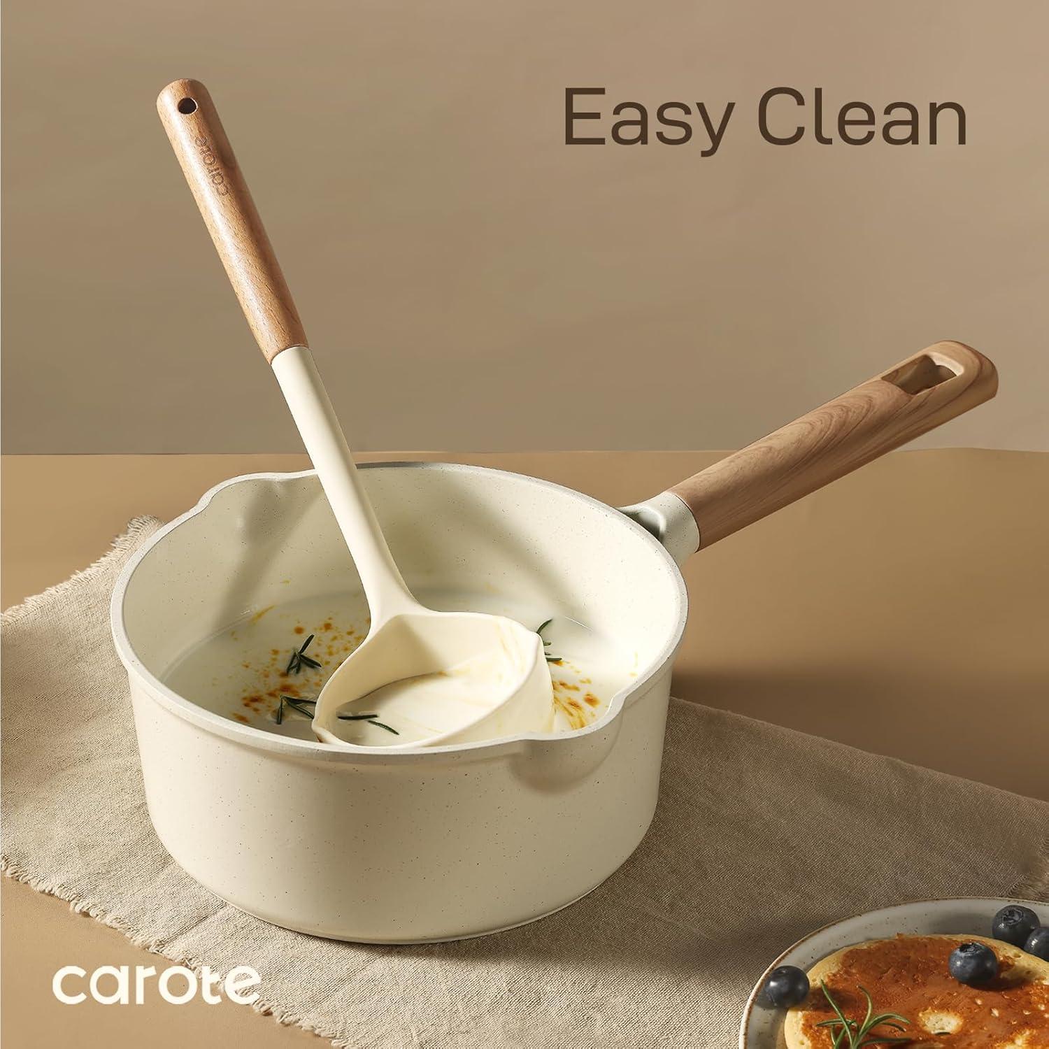 Carote 17-Piece Silicone and Wood Cooking Utensil Set, Heat-Resistant, Safe for Nonstick Cookware