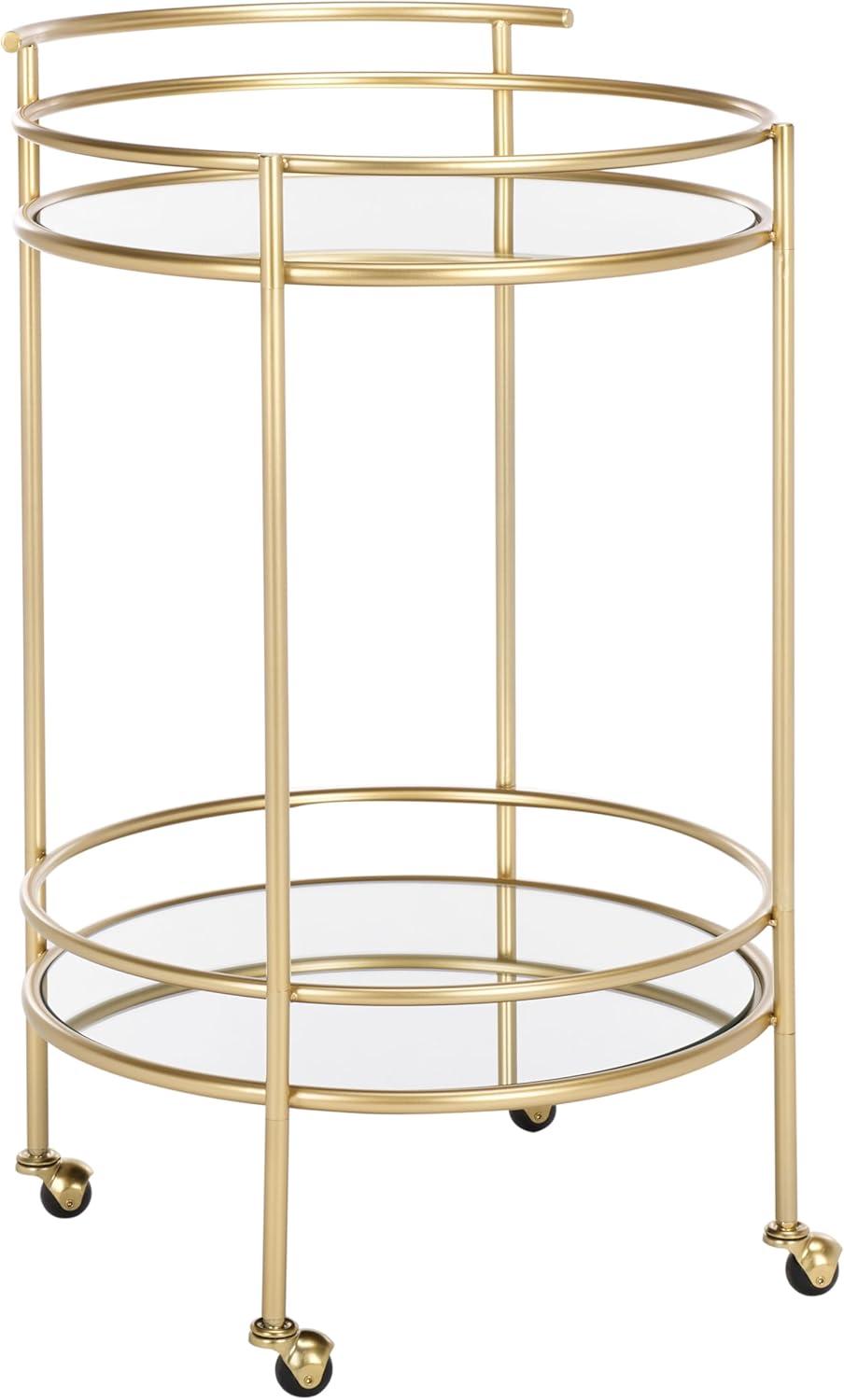 Ida 2 Tier Bar Cart - Gold/Mirror - Safavieh