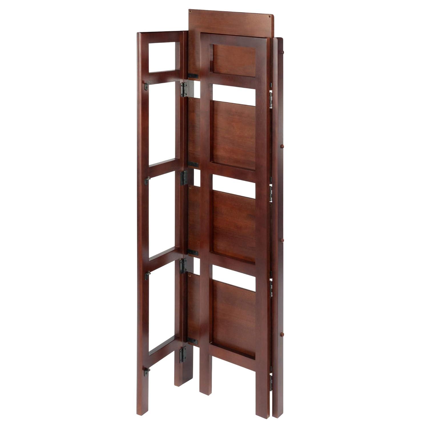 51.34" Terry Folding Bookcase Walnut - Winsome: Beech Wood, 4 Shelves, Space Saver
