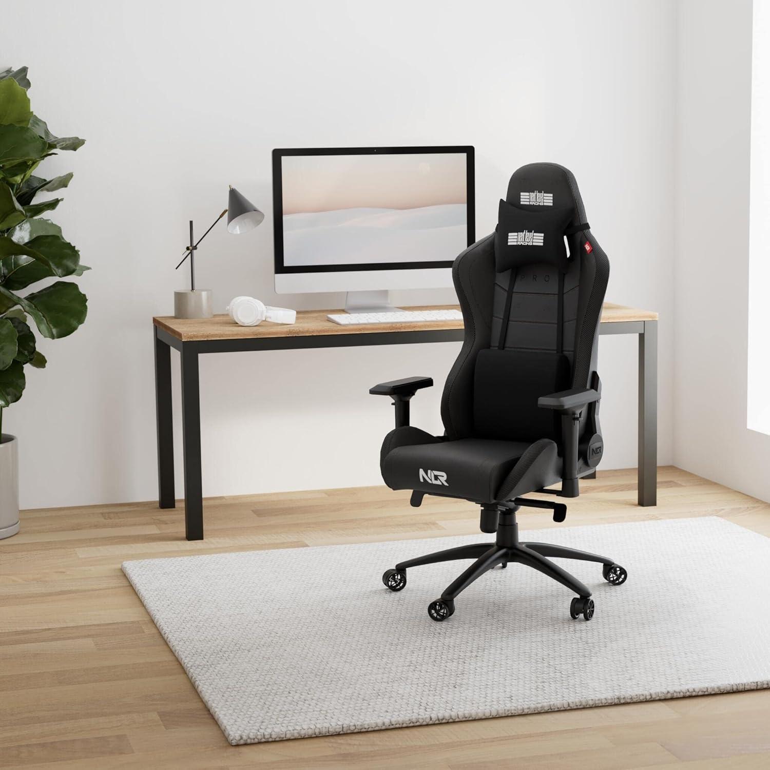 ErgoFlex Black Aluminum & Steel Adjustable Gaming Chair with Lumbar Support