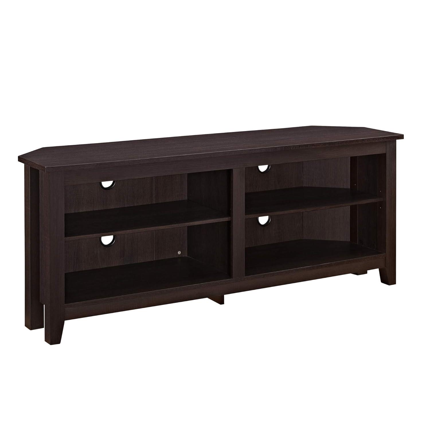 Woven Paths Farmhouse Corner TV Stand for TVs up to 65", Espresso