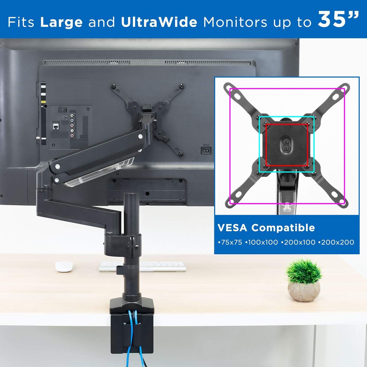 Mount-It! Heavy Duty Monitor Desk Mount w/ USB & Multimedia Ports