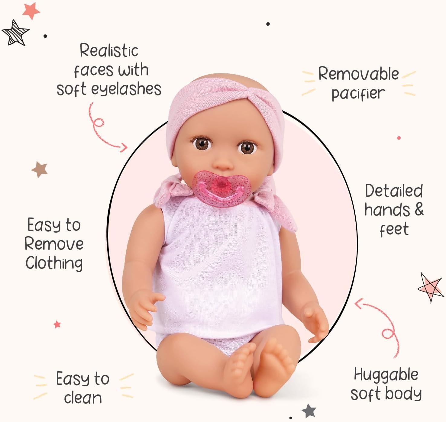 LullaBaby 14" Baby Doll & Double Stroller Accessory Set - Pink & Golden Stars