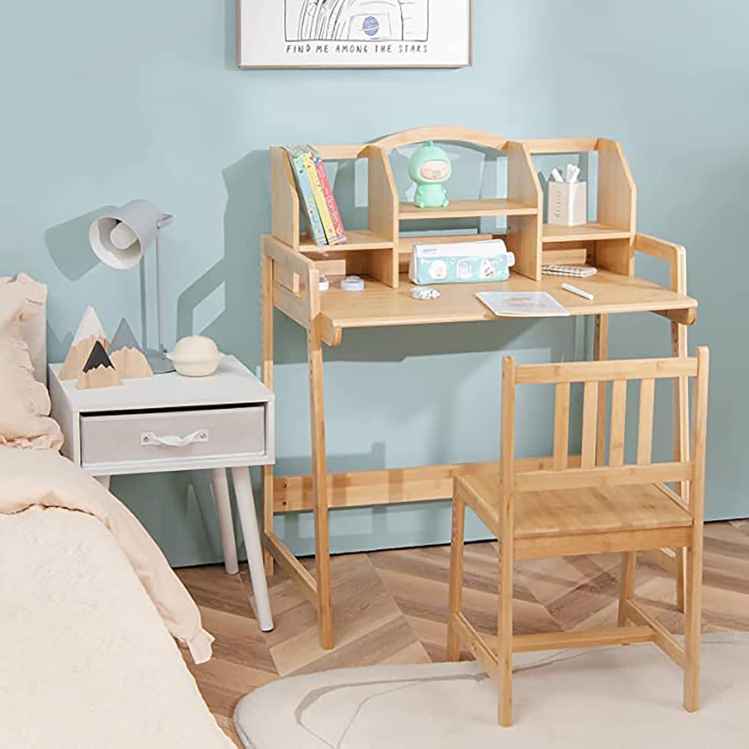 Nature Bamboo Adjustable Kids Desk and Chair Set