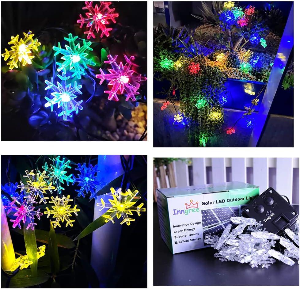 Multicolor Solar Powered LED Snowflake Christmas String Lights