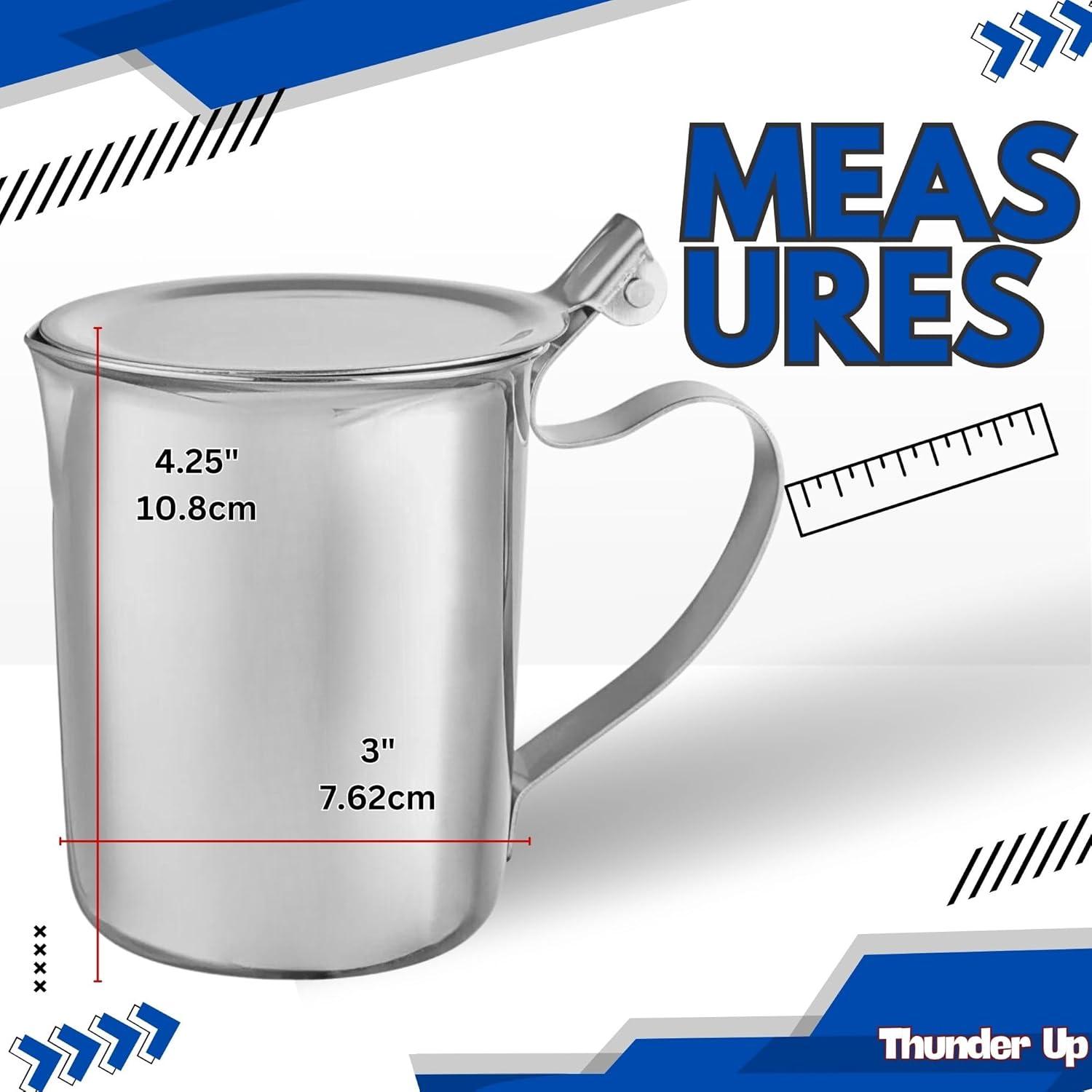 2 Stainless Steel Coffee Creamer Container Cover 10oz Milk Pitcher Lid Dispenser