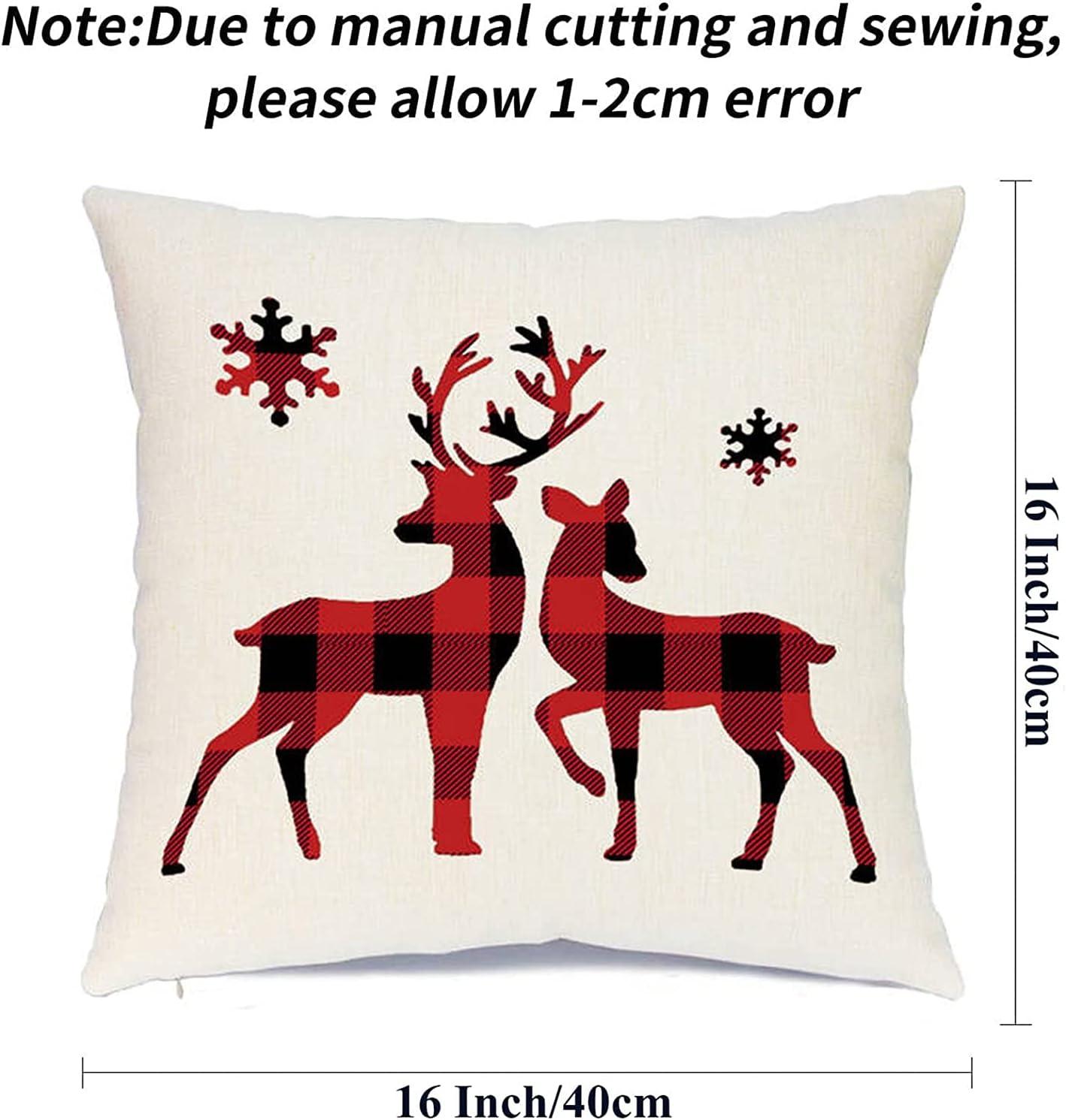 BEAUTY Merry Christmas Throw Pillow Covers 18 x 18 Inch Set of 4  Red Barn Merry & Bright Xmas Farmhouse Holiday Pillowcases for Home Outdoor Decoration CP053-18