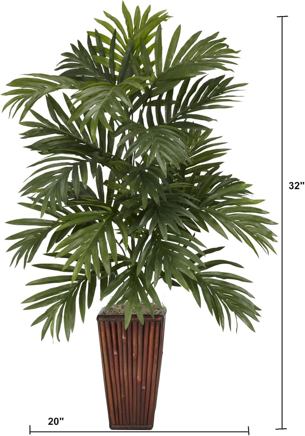 Nearly Natural Areca Palm with Bamboo Vase Silk Plant