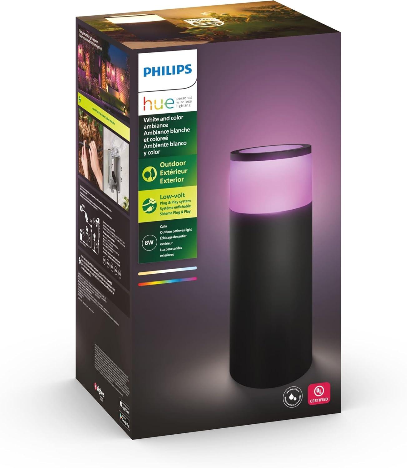 Philips Hue Black Matte Chrome LED Pathway Light with 16 Million Colors