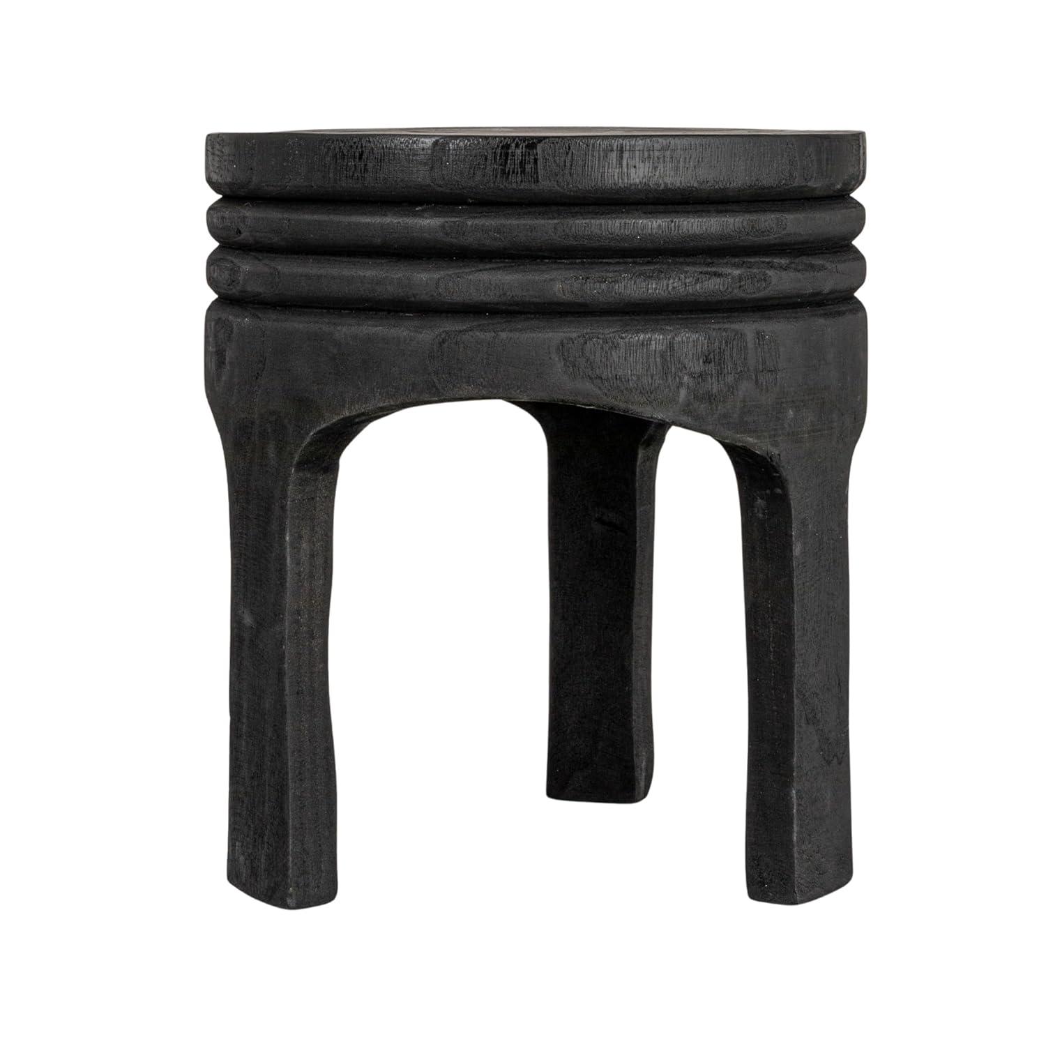 Storied Home Wood Carved Accent Table Matte Black