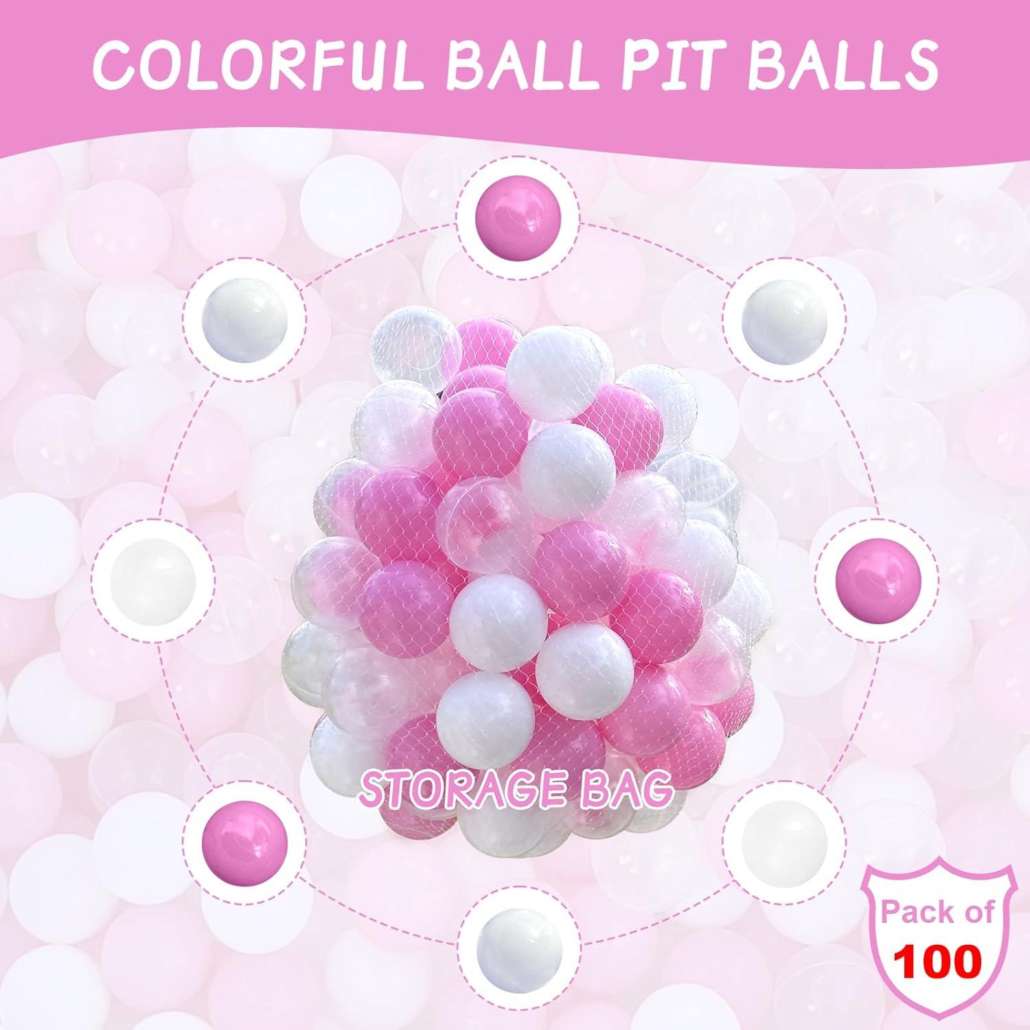Anvazise 100Pcs Ball Pit Balls Thickened Eco-friendly Smooth Reusable Bite-resistant Hand-on Ability PE Material Macaron Color Pit Balls Kindergarten Toy