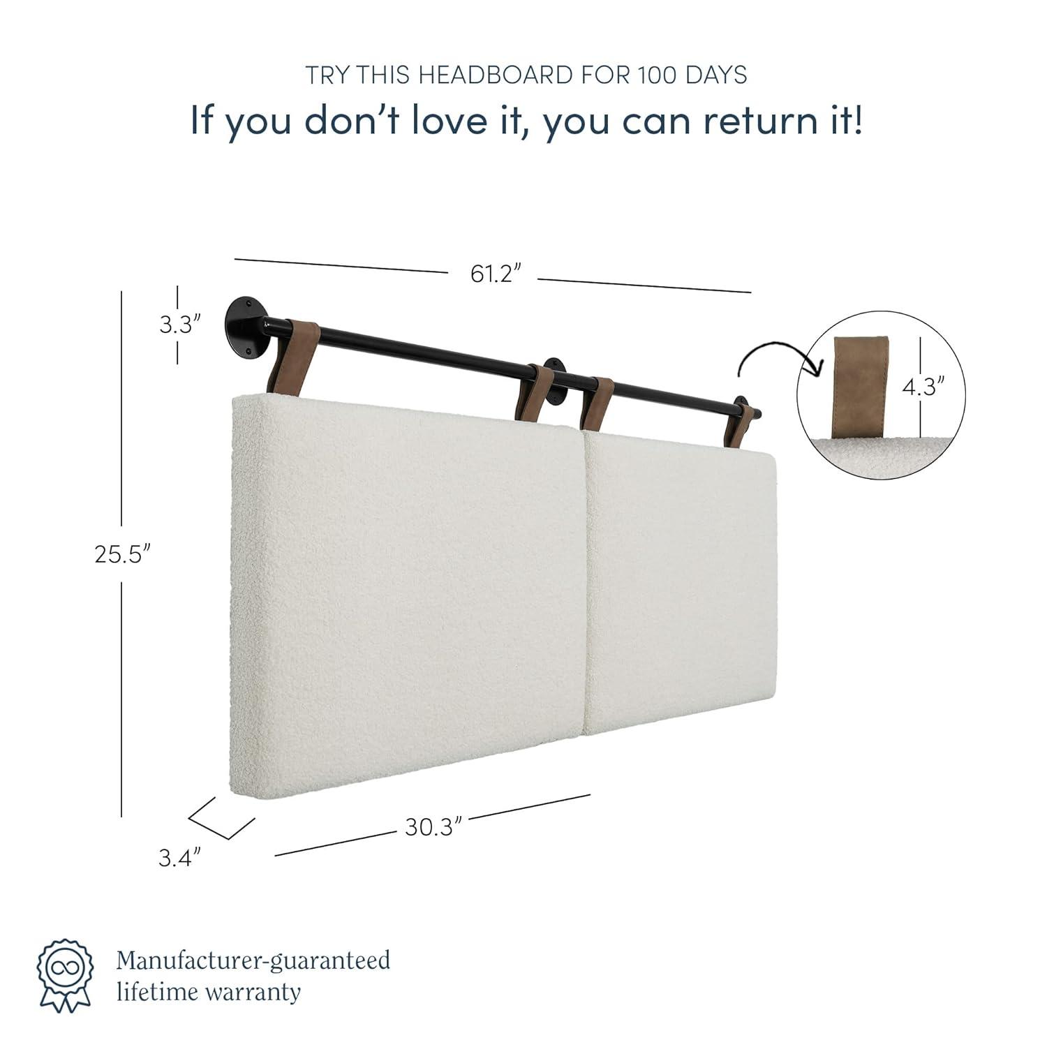 Full/Queen Charlie Boucle Kids' Headboard Cream - Nathan James: Wall Mounted MDF Upholstered Headboard