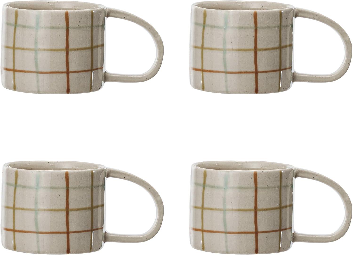 Multicolor Checkered Ceramic Round Mug with Handle