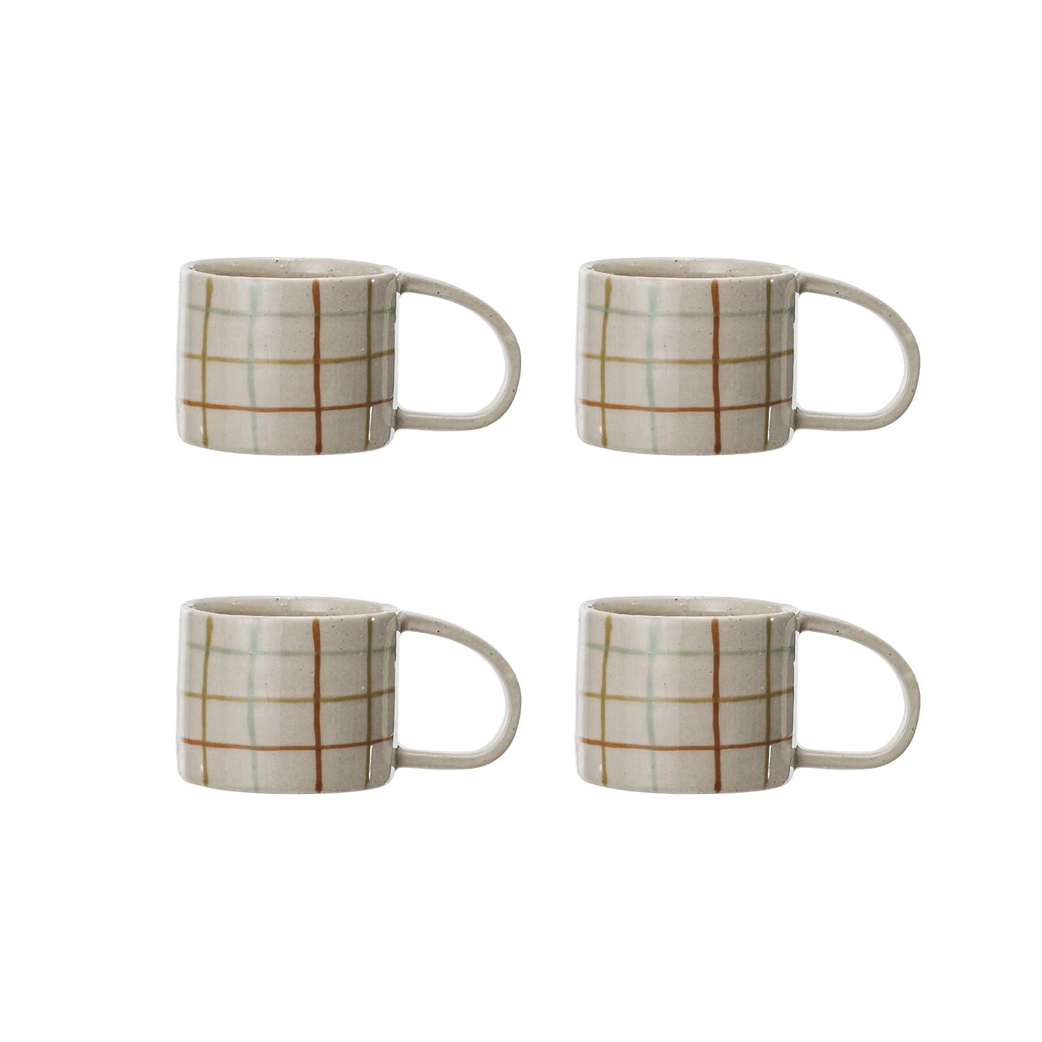 12 oz. Multicolor Checkered Stoneware Mug (Set of 4)