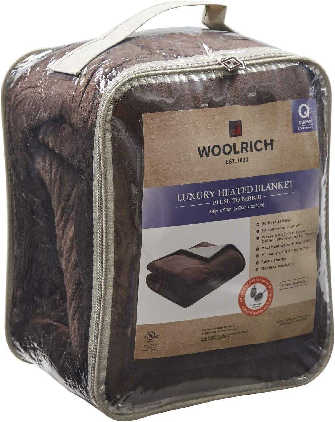 Woolrich Heated Plush to Berber Blanket, Twin, Chocolate