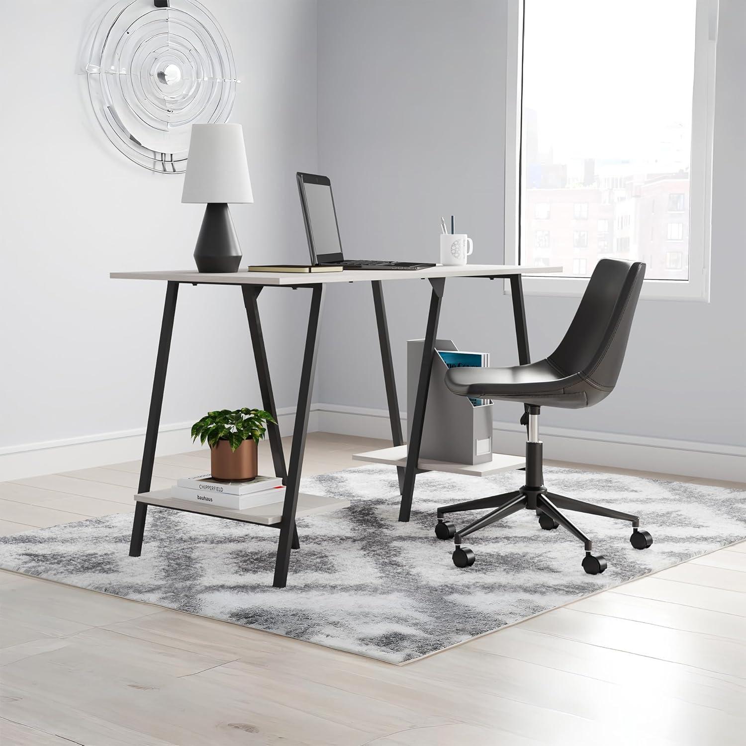 Signature Design by Ashley Casual Bayflynn Home Office Desk with 2 Fixed Shelves, White