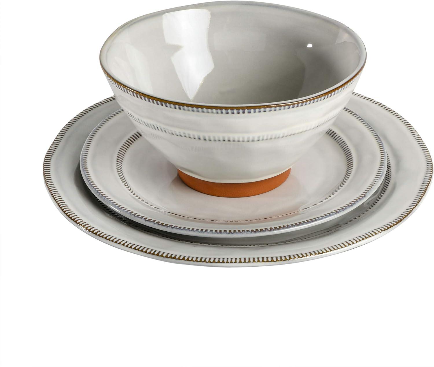 ECLANK 12 Piece Stoneware Dinnerware Set - Service for 4
