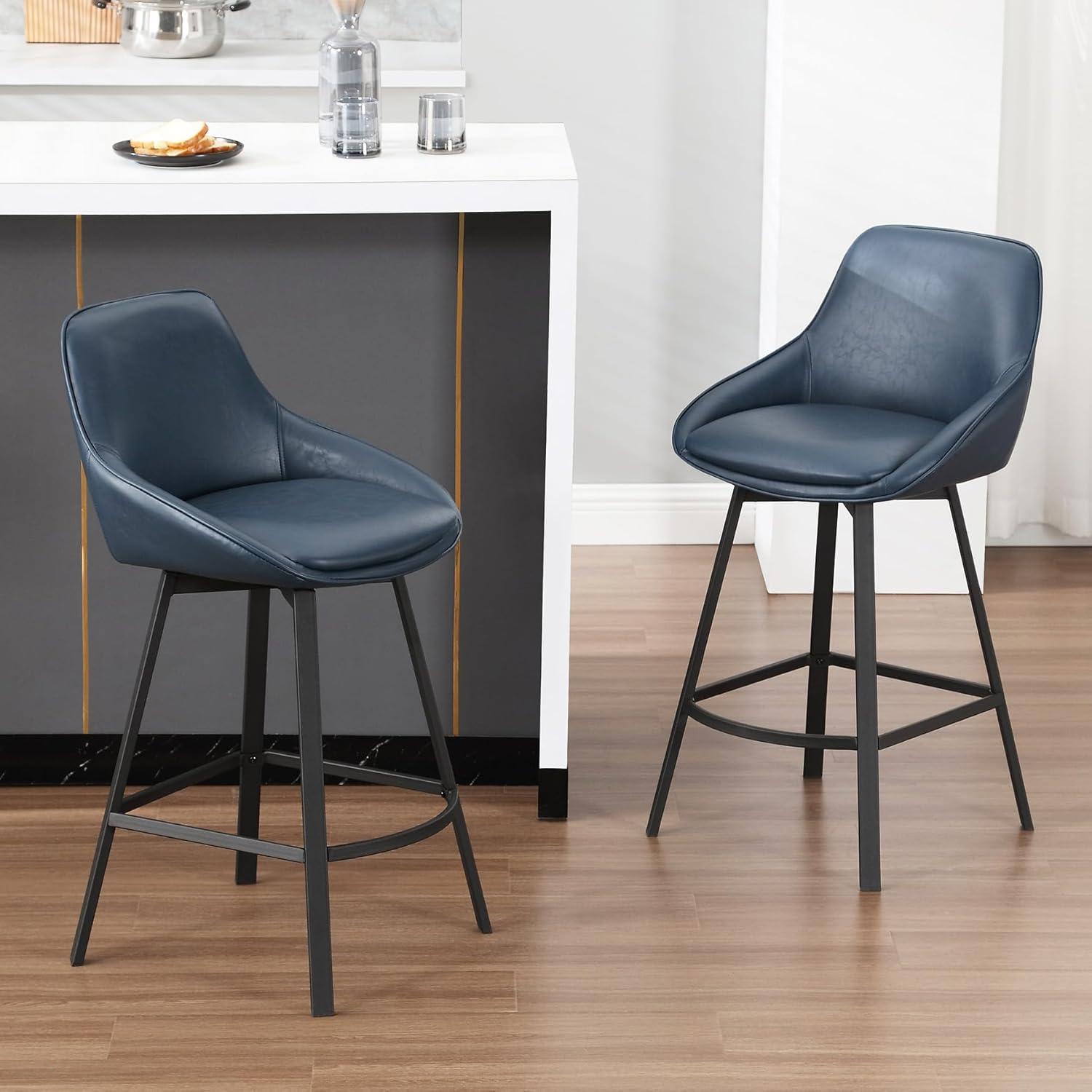 Janayshia Swivel 25.2'' Faux Leather Counter Stool