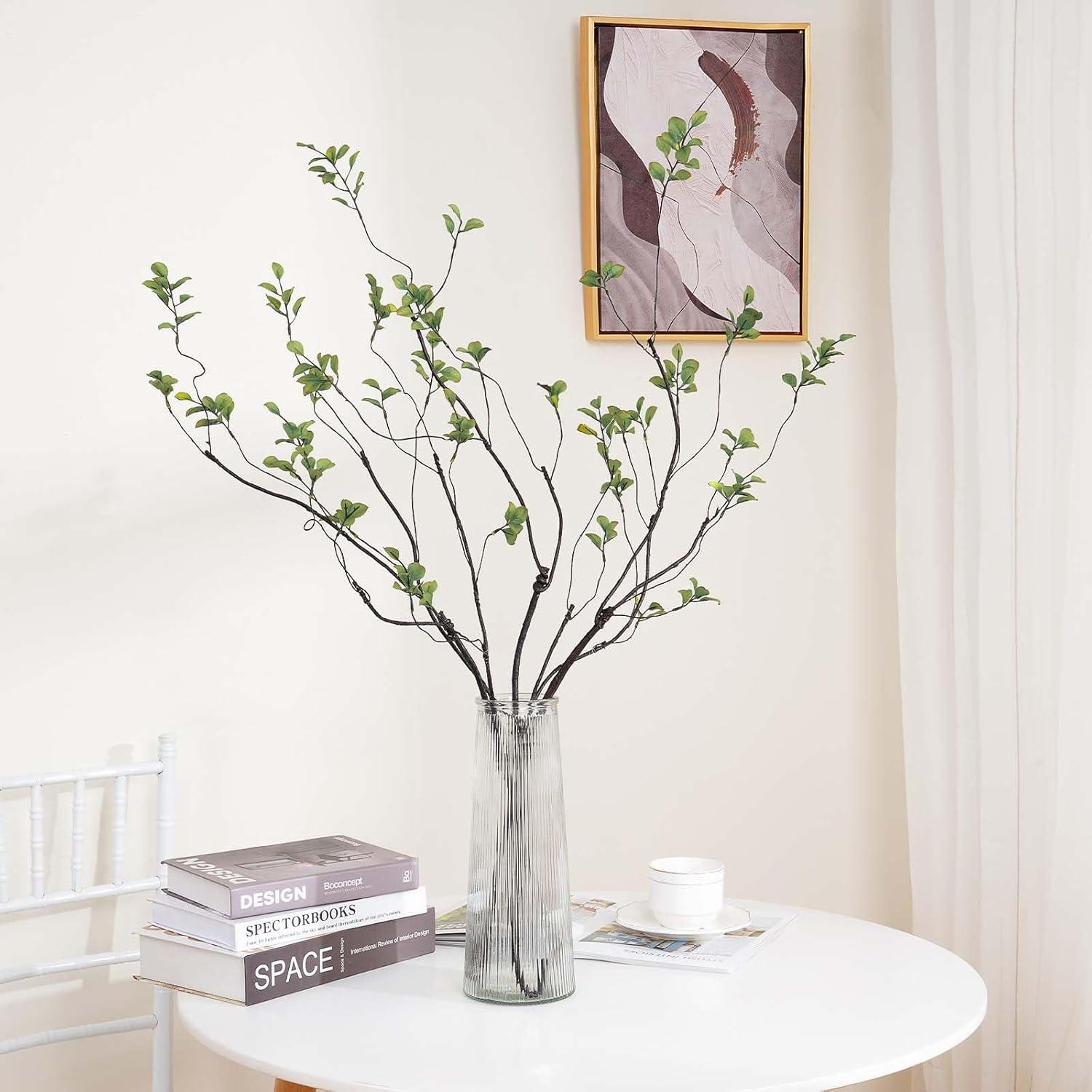 3pcs Artificial Ficus Branches - Lifelike Greenery for Vase | Faux Eucalyptus Banyan Twig Plants for Home, Wedding & Office Decor -