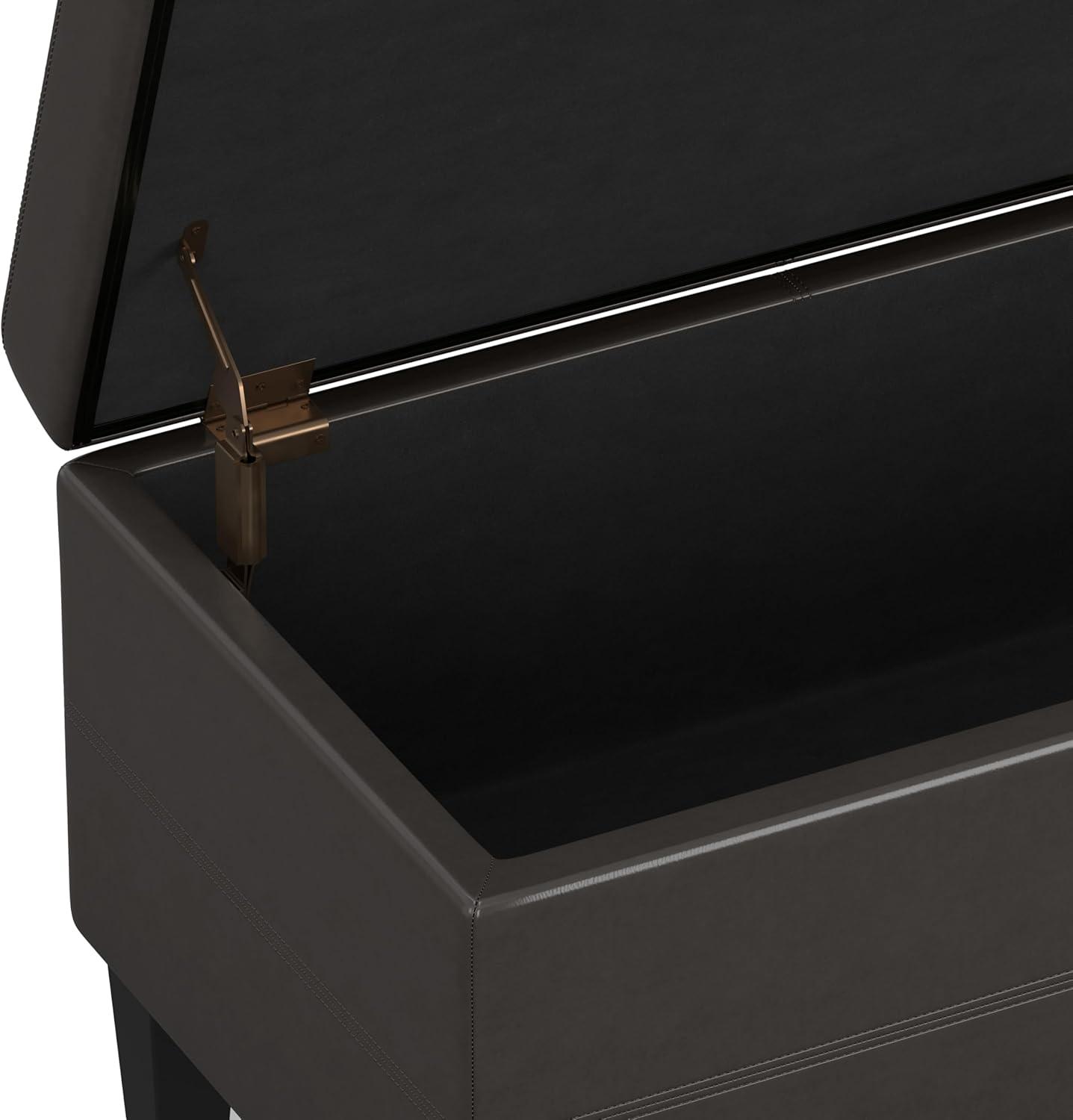 Simpli Home Afton 48"W Vegan Faux Leather Storage Ottoman Bench