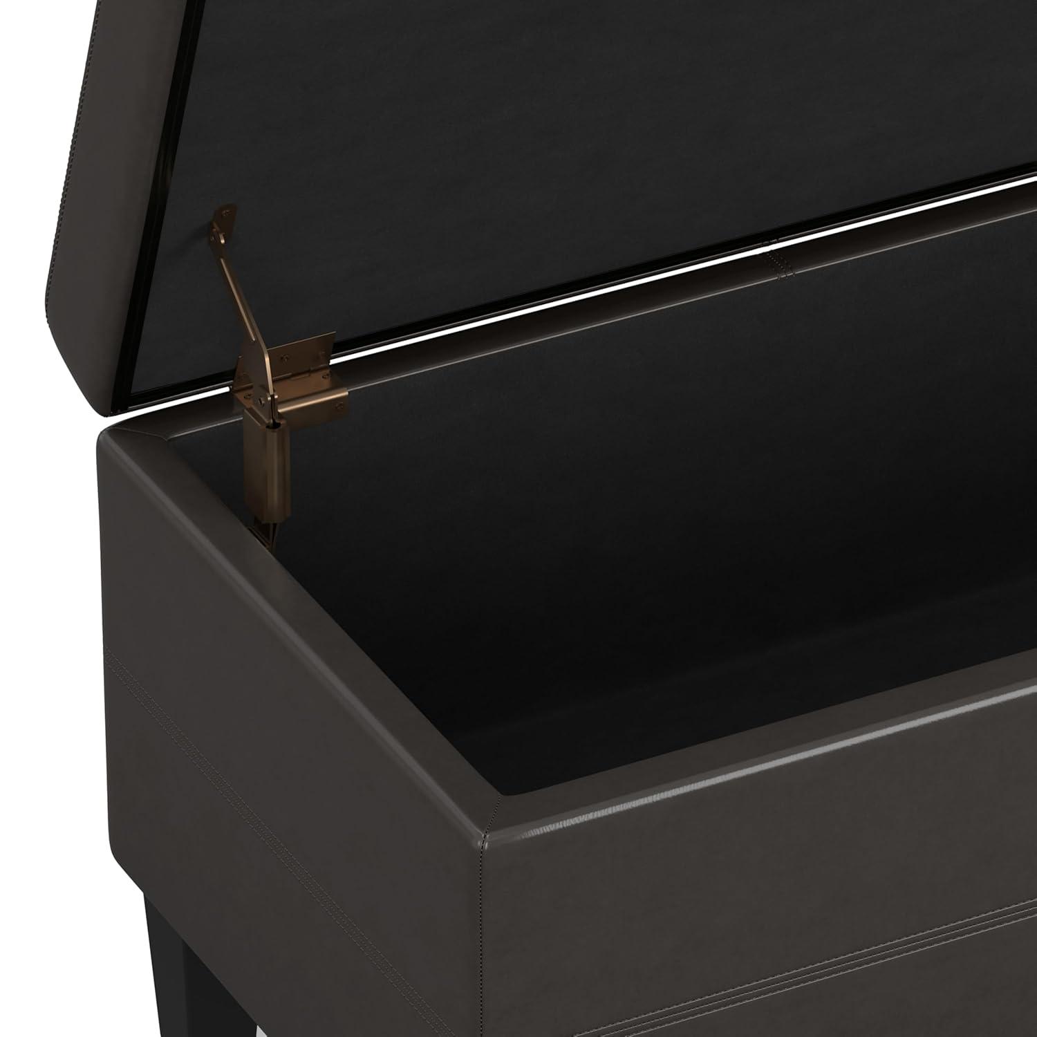 Simpli Home Afton 48"W Vegan Faux Leather Storage Ottoman Bench
