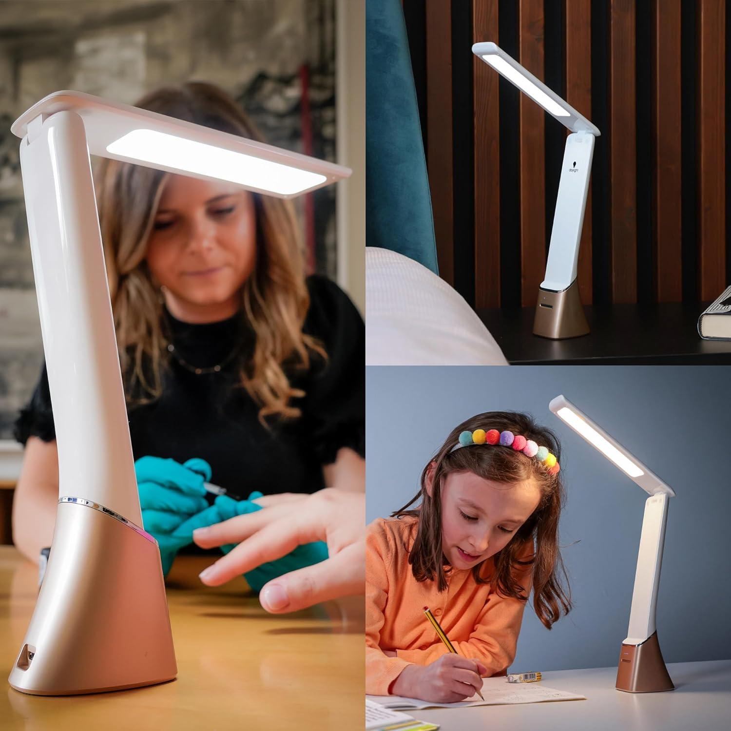 White Adjustable LED Portable Desk Lamp with USB Charging