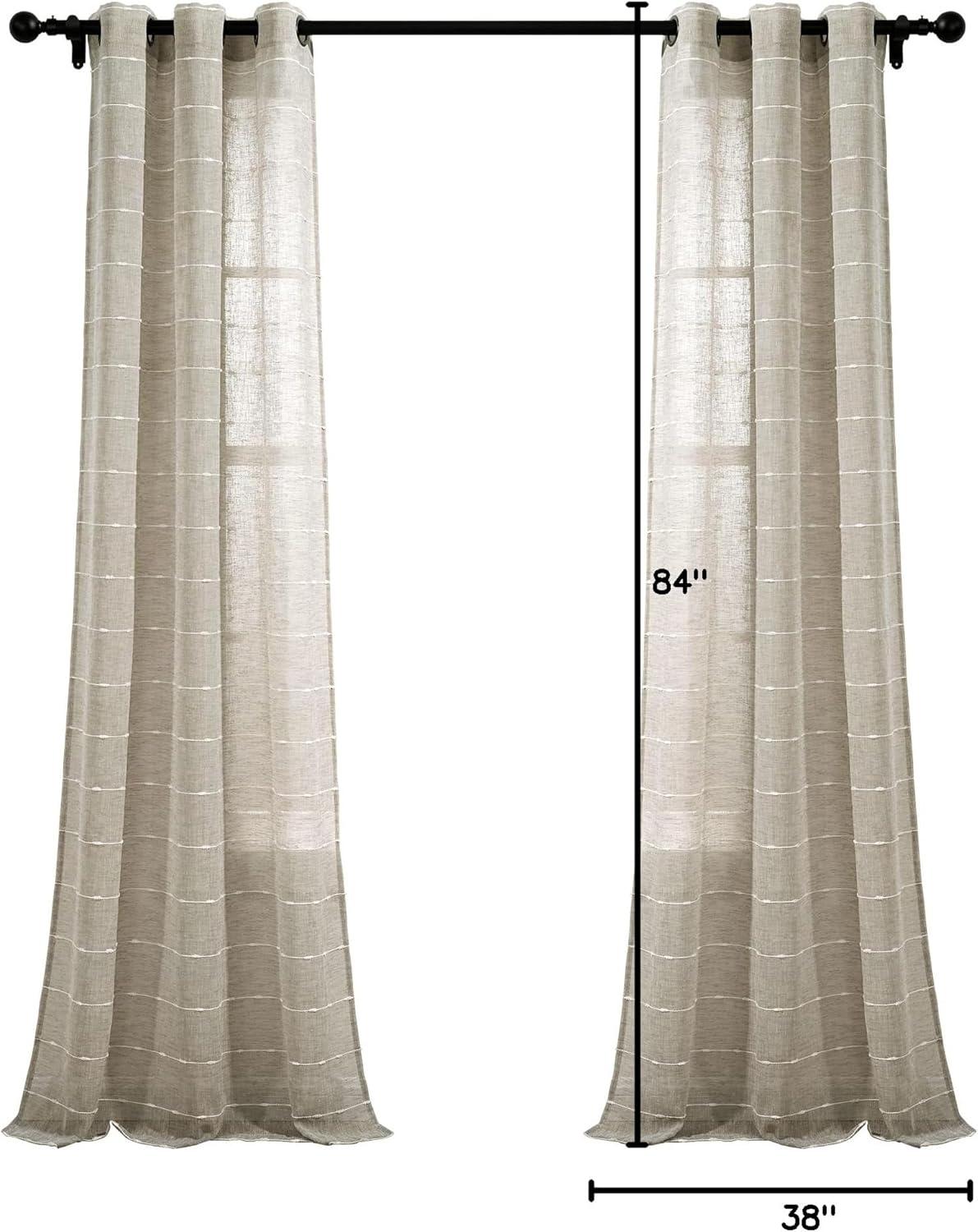 Farmhouse Textured Sheer Polyester Sheer Curtain Pair