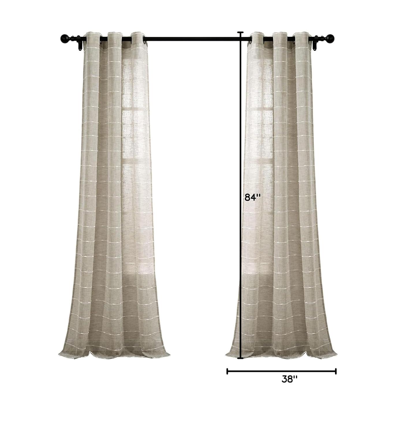 Farmhouse Textured Sheer Polyester Sheer Curtain Pair (Set of 2)