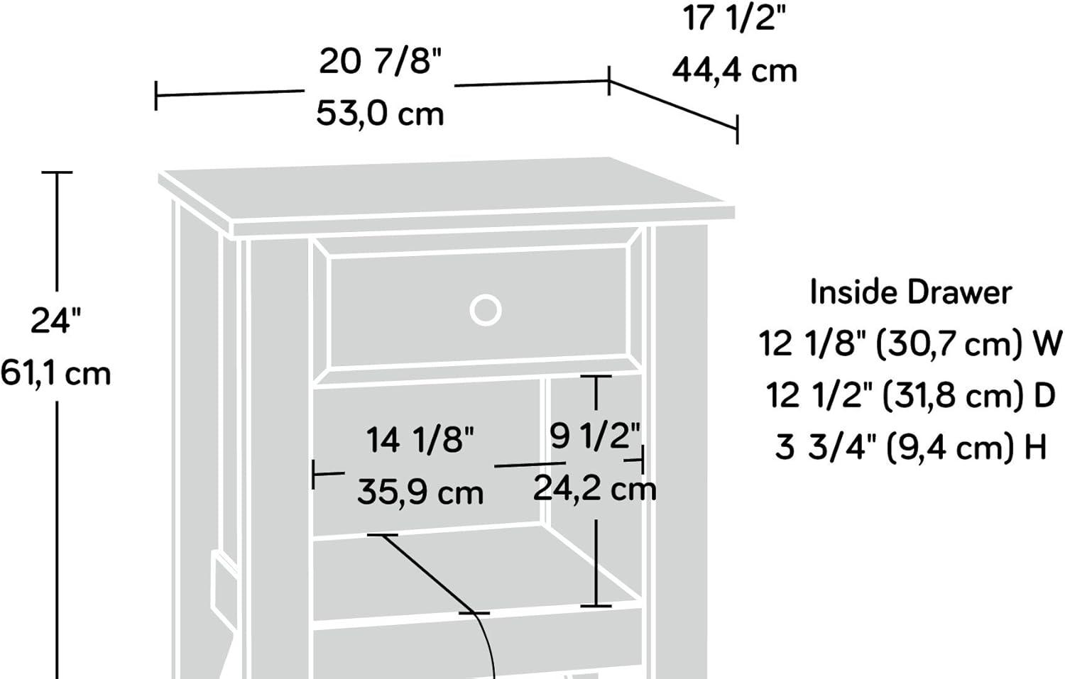 Shoal Creek Nightstand Oiled Oak - Sauder: Bedside Table with Storage Shelf, MDF & Particle Board