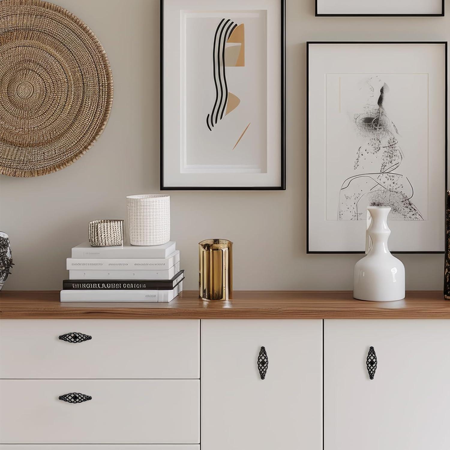 6 Pack Muted Black Birdcage Nest Twist Cabinet Wardrobe Door Handle Drawer Cupboard Kitchen Dresser Pull Single Hole