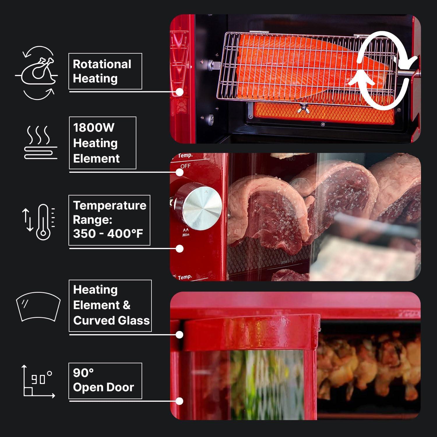 Silver Propane Gas Rotisserie Grill with Auto Rotating Skewers