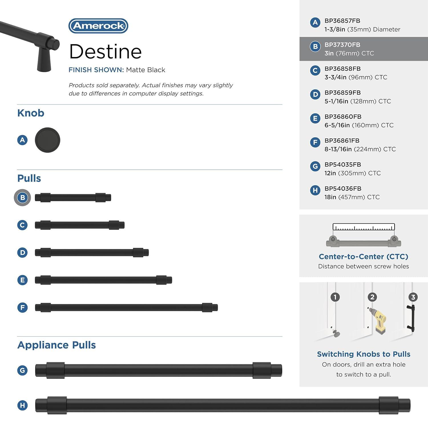 Destine 3 in (76 mm) Center-to-Center Cabinet Pull