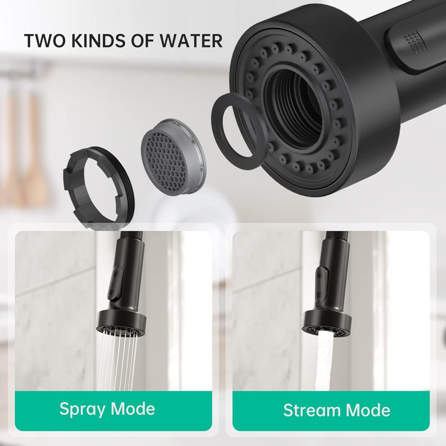 Coliware Kitchen Sink Faucet Brushed Nickel with Pull Down Sprayer, Stainless Steel Spring Kitchen High Arc Commercial Faucets with Deck Plate 1 or 3 Hole