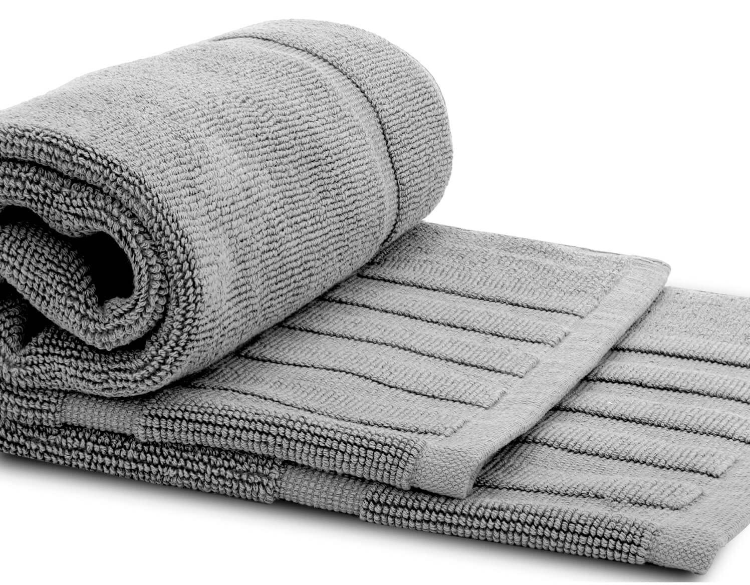 White Classic Cotton Bath Mat Floor Towel [Not a Rug] 2-Pack - 22x34"  Light-Grey