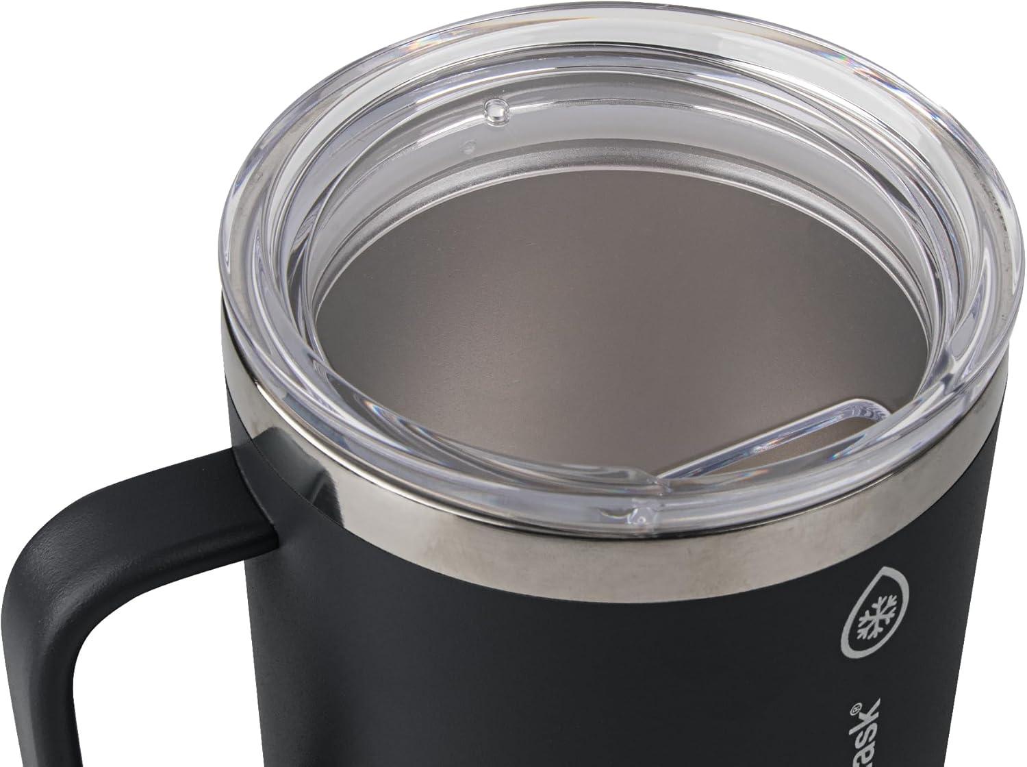 ThermoFlask Drinkware Collection - 12 oz Insulated Coffee Mug with Leakproof Push N Sip Lid, Jet Black
