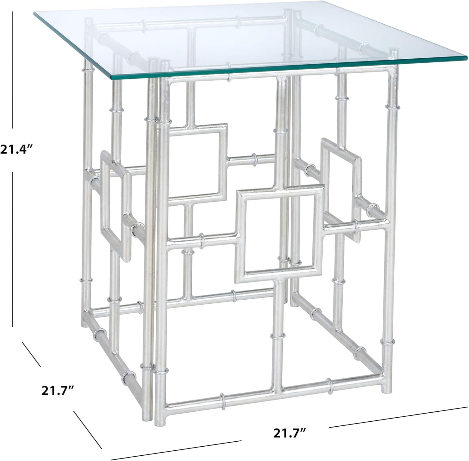 Dermot Glass Top Accent Table - Silver/Clear Glass - Safavieh.