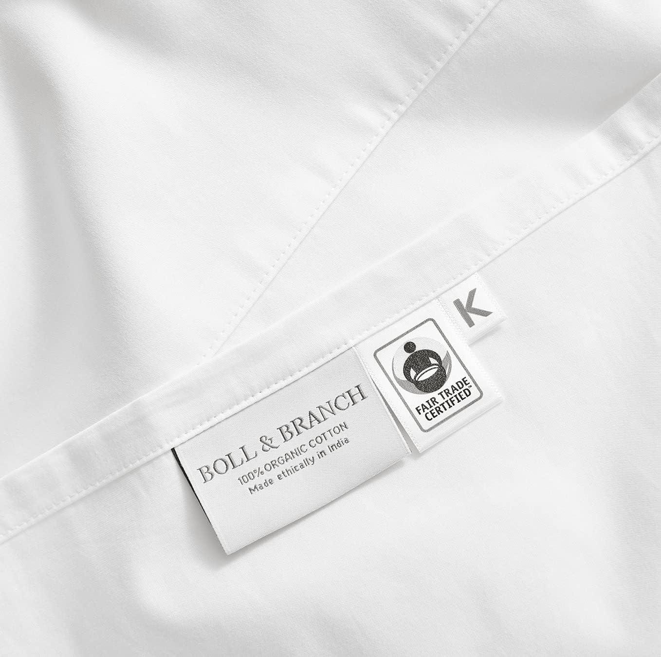 BOLL & BRANCH Signature Hemmed Sheet Set - Twin, White - Luxury 100% Organic Cotton - Includes 1 Flat, 1 Fitted, 2 Pillowcases - Buttery Soft