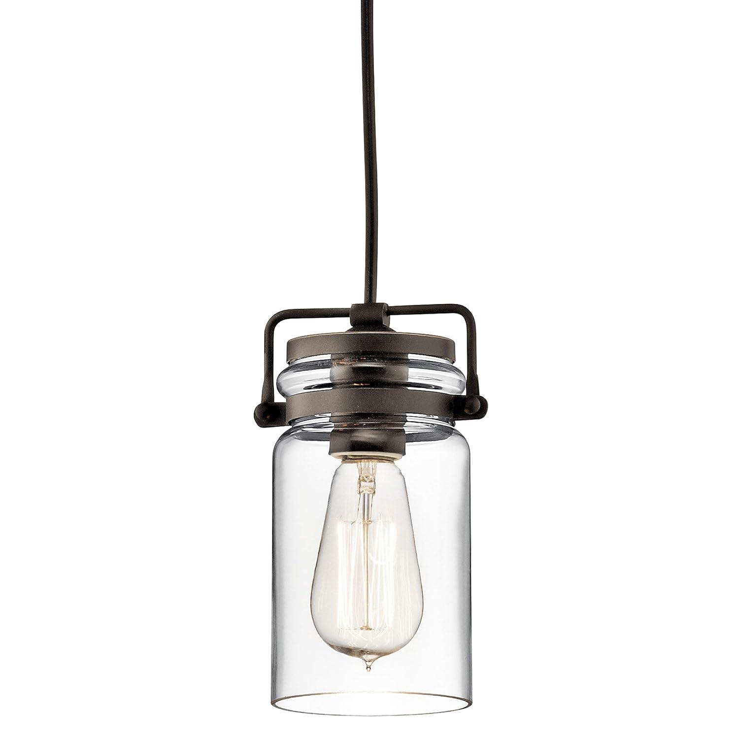 Kichler Brinley Vintage 1 Light Olde Bronze Mini Pendant Light with Clear Glass