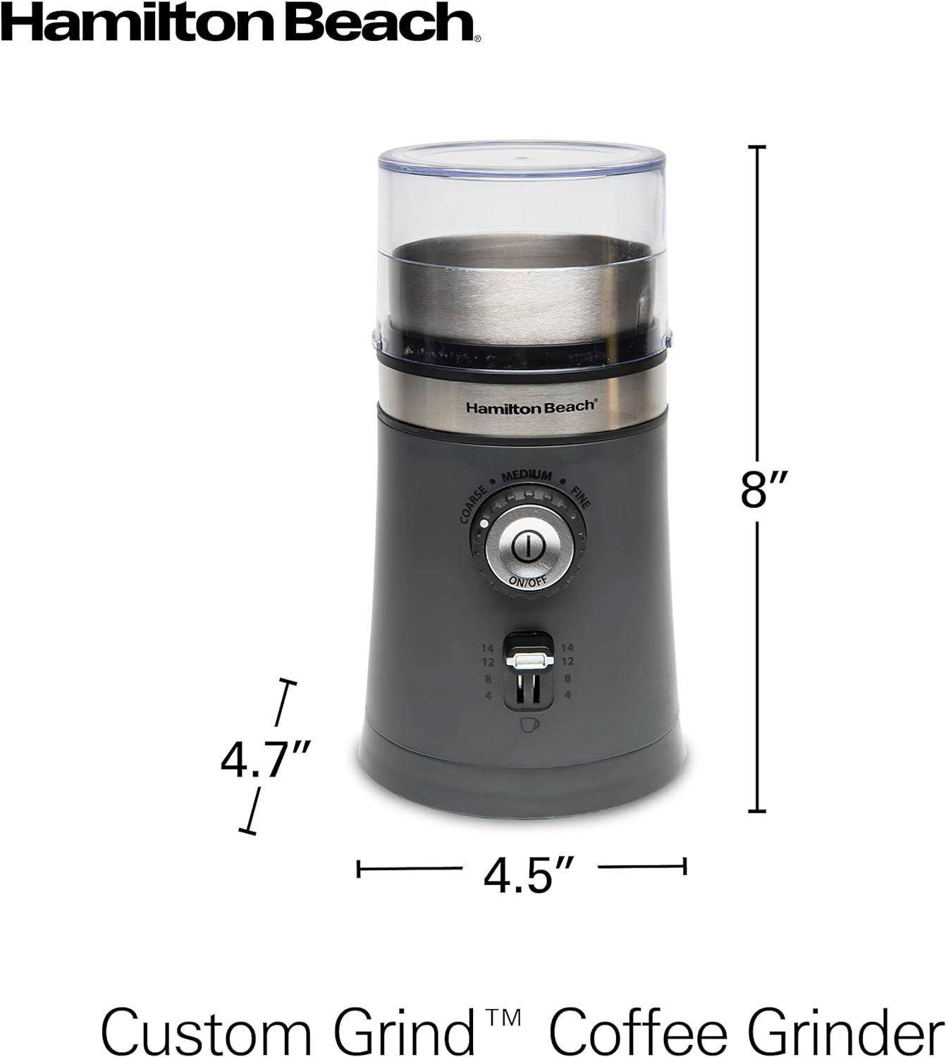 Hamilton Beach Gray Electric Coffee Grinder with Adjustable Grind