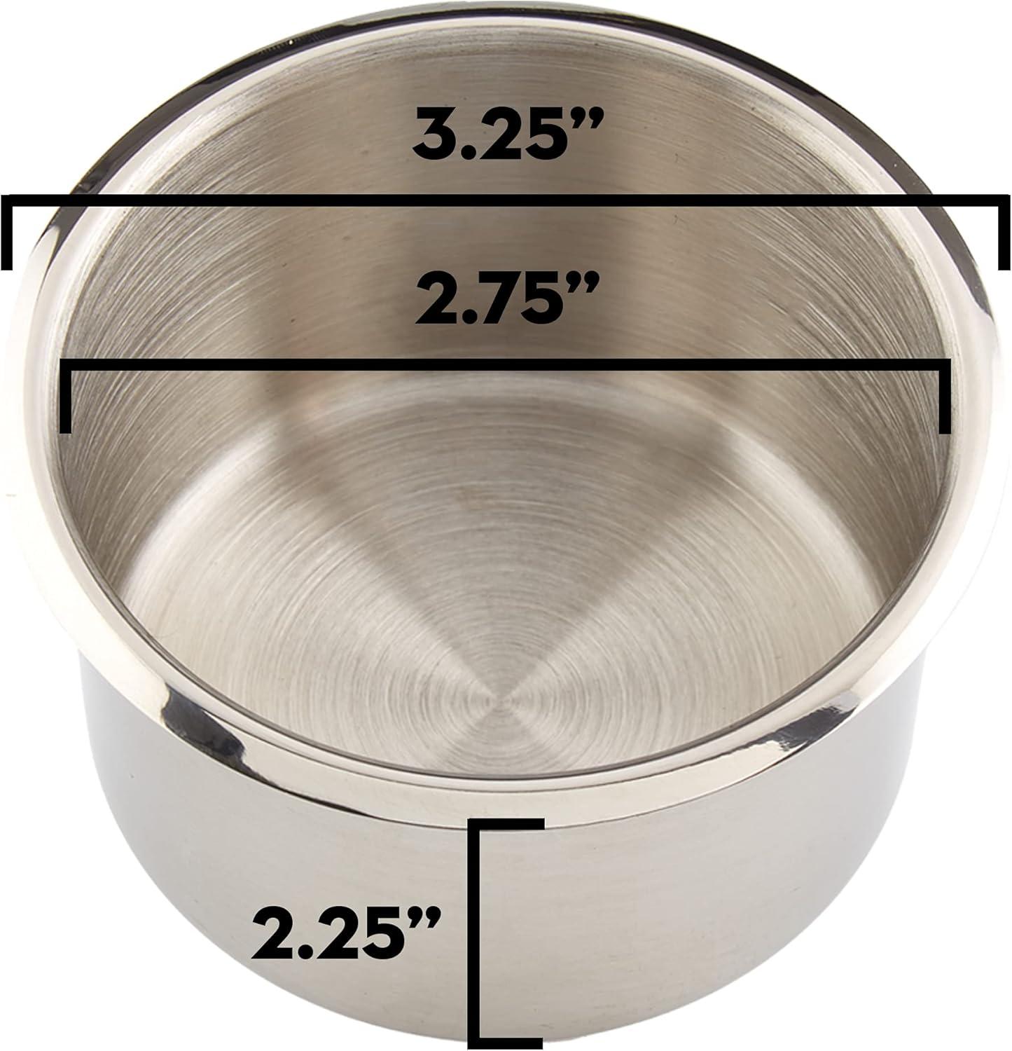 Brybelly Single Stainless Steel Cup Holder, Small - Silver Drop-in Anti-Spill Storage Solution or Replacement Item for Poker Table, Work Desk, Car, Custom Build & DIY Projects, Color-Chrome