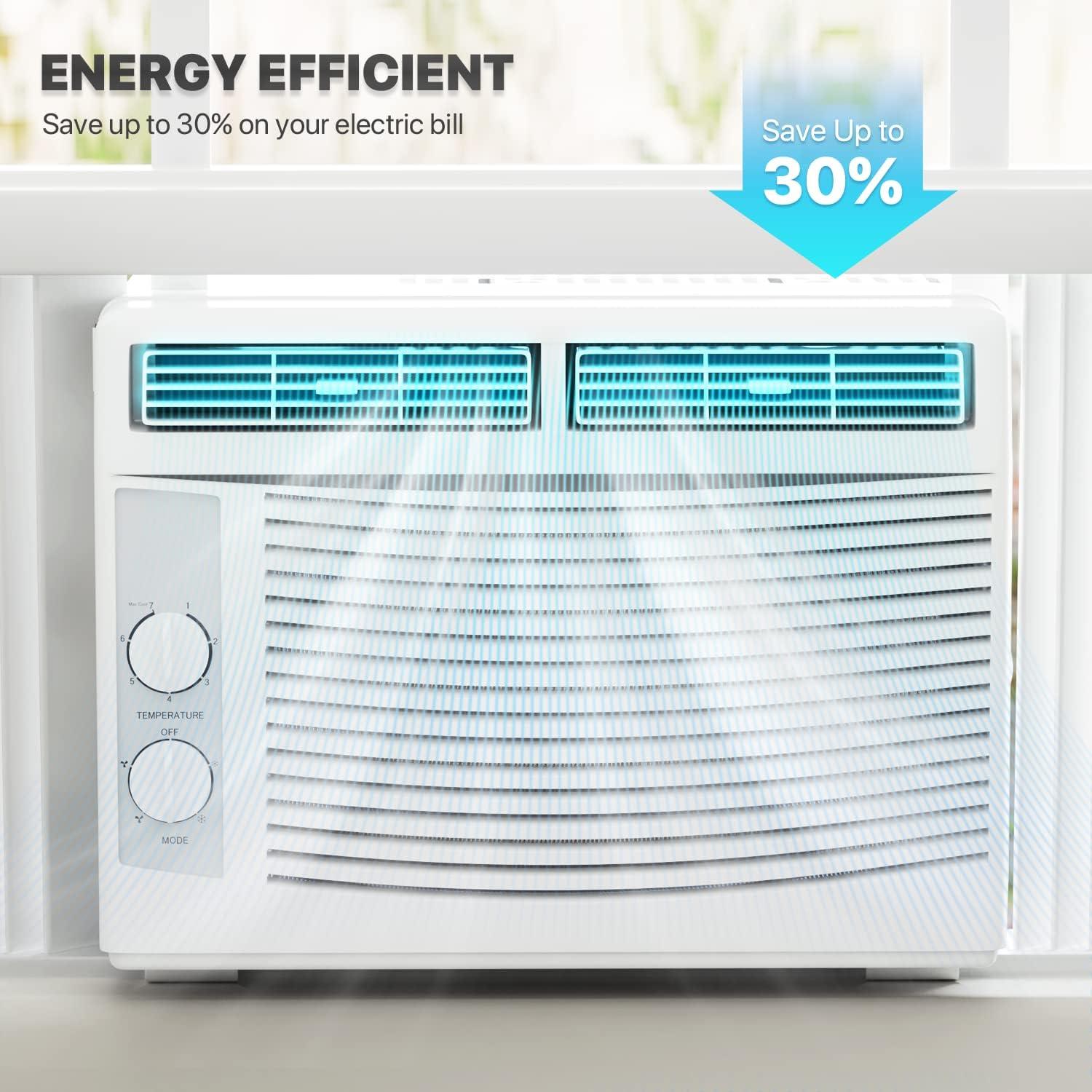 5,000 BTU Window Air Conditioner 2 Fan Speed Fast Cooling for Small Rooms up to 150 sq ft.