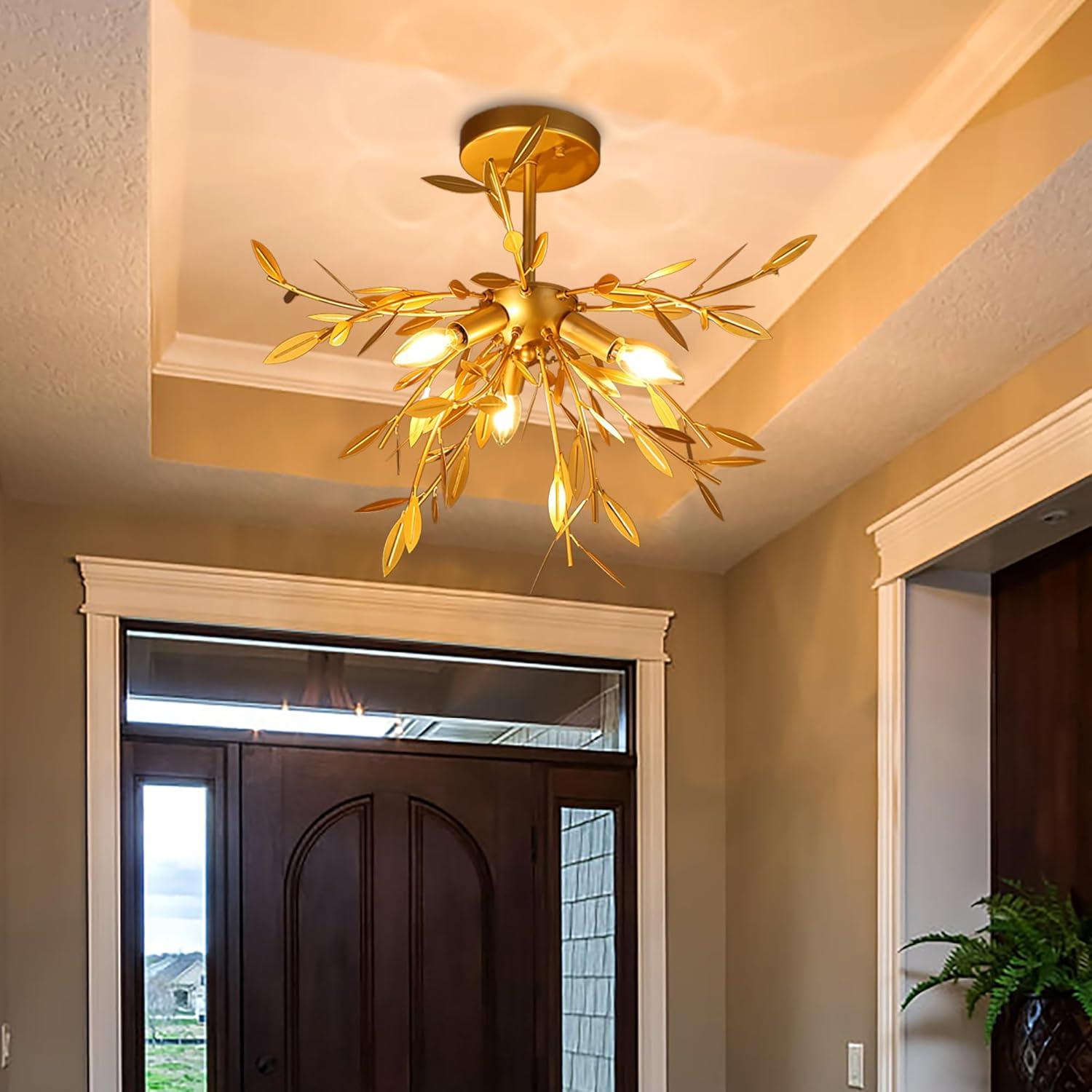 Elegant Lighting Priscilla 18.5 inch flush mount in gold leaf