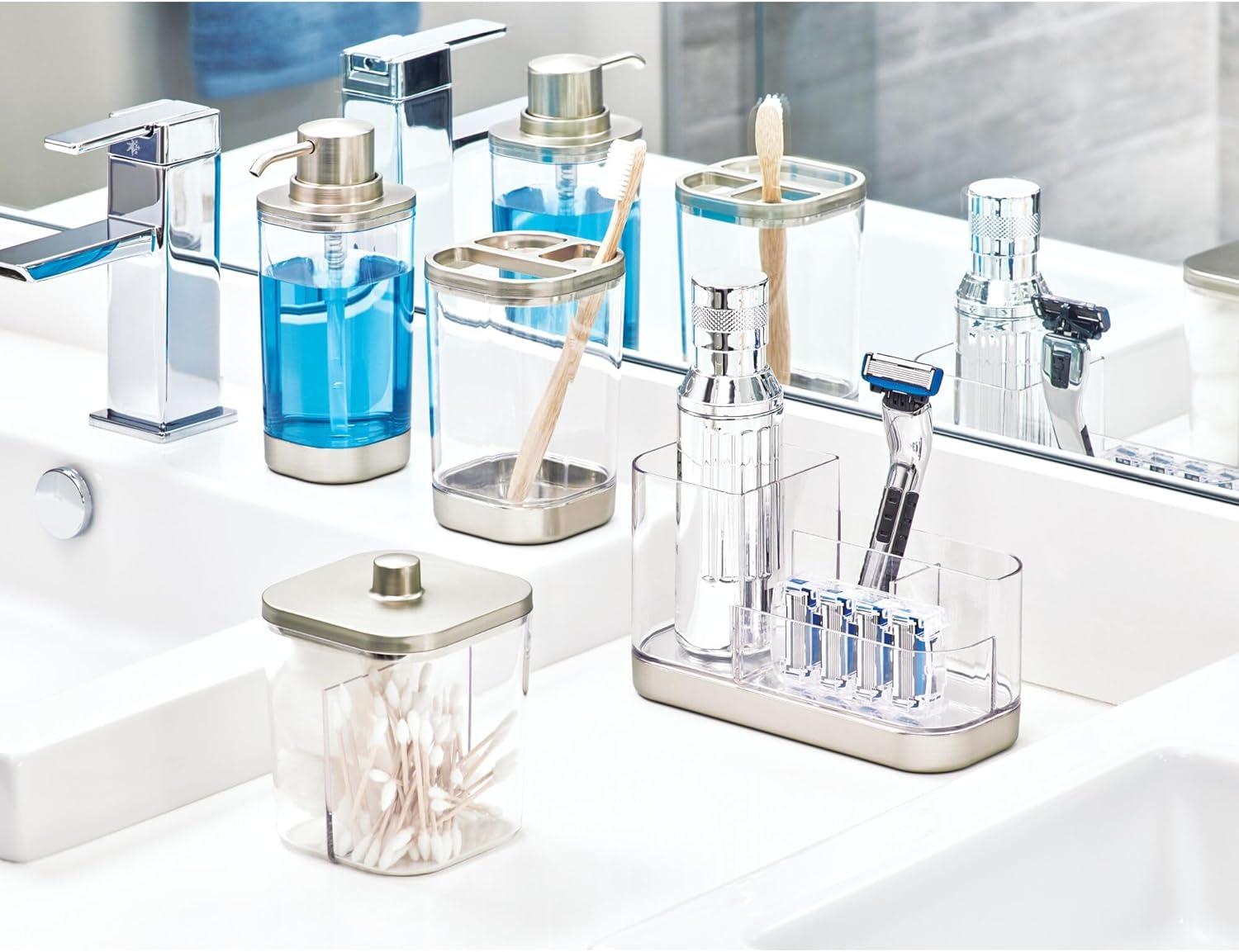 iDesign iDesign Hand Soap Dispenser - Refillable Liquid Soap Dispenser, Clear/Brushed Nickel