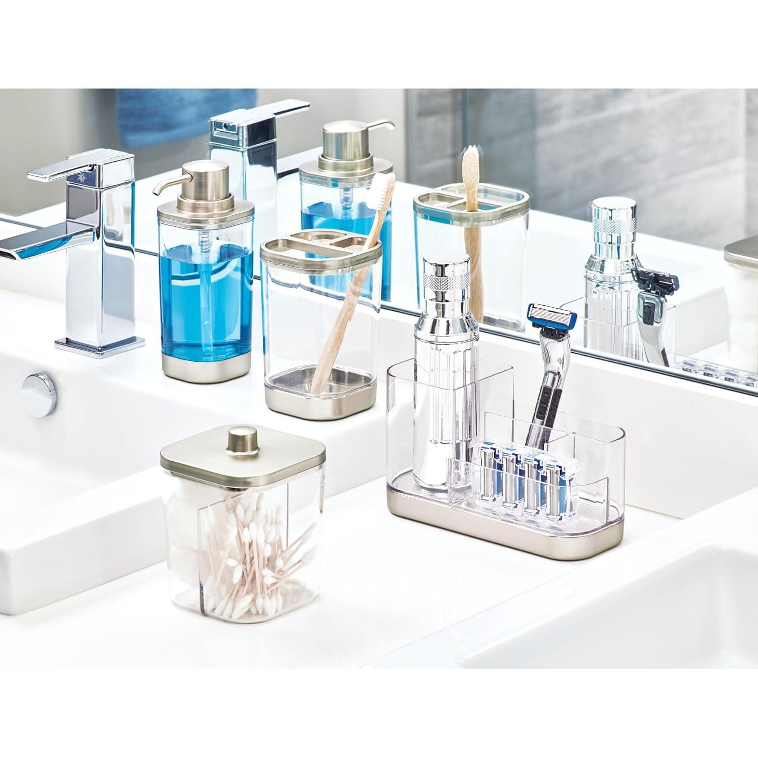 iDesign iDesign Hand Soap Dispenser - Refillable Liquid Soap Dispenser, Clear/Brushed Nickel